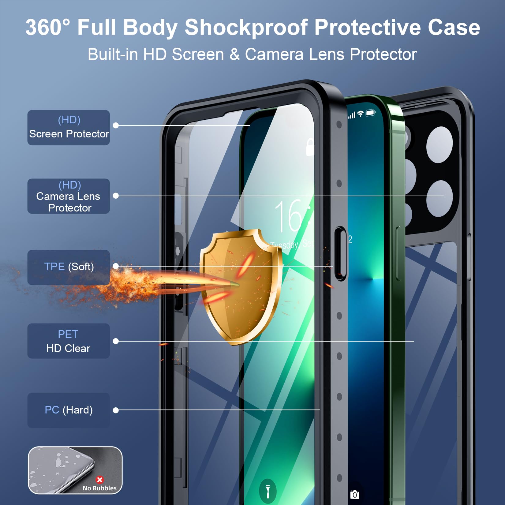 Foto 6 pulgar | Funda De Teléfono Spidercase Impermeable Para Iphone 13 Pro Negro/transparente - Venta Internacional.