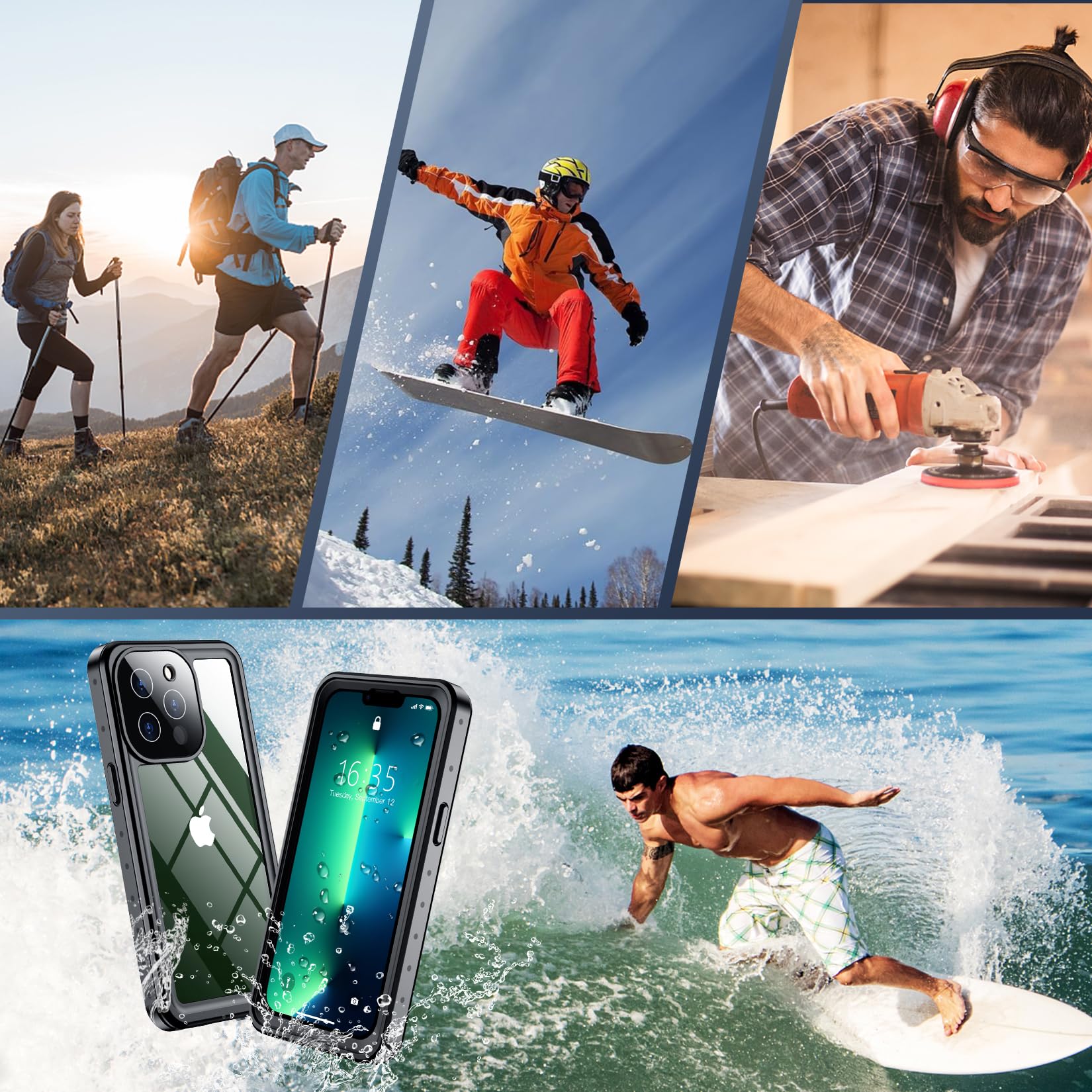 Foto 7 | Funda De Teléfono Spidercase Impermeable Para Iphone 13 Pro Negro/transparente - Venta Internacional.