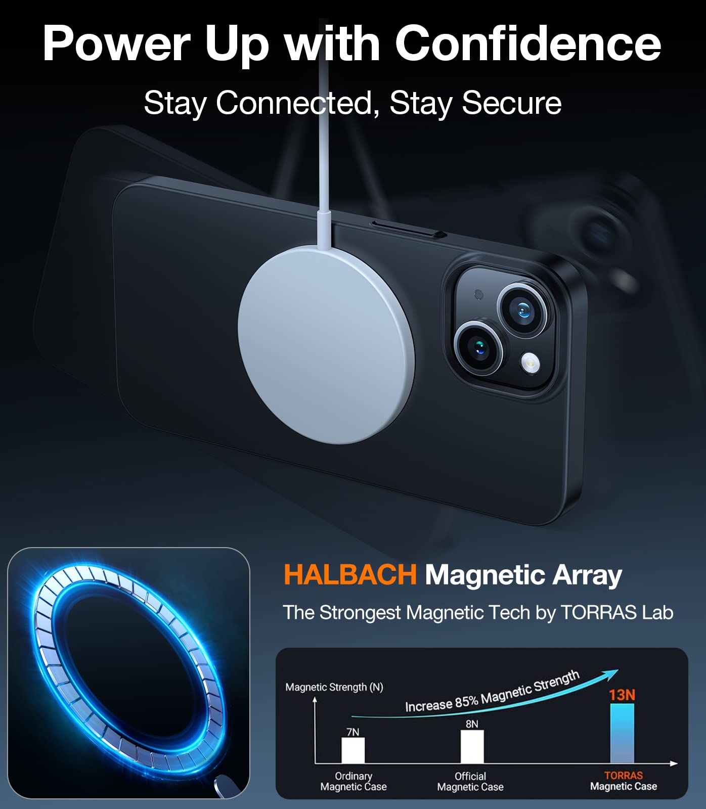 Foto 3 pulgar | Funda De Teléfono Torras Magnetic Slim Fit Para Iphone 13/14 Negra - Venta Internacional.