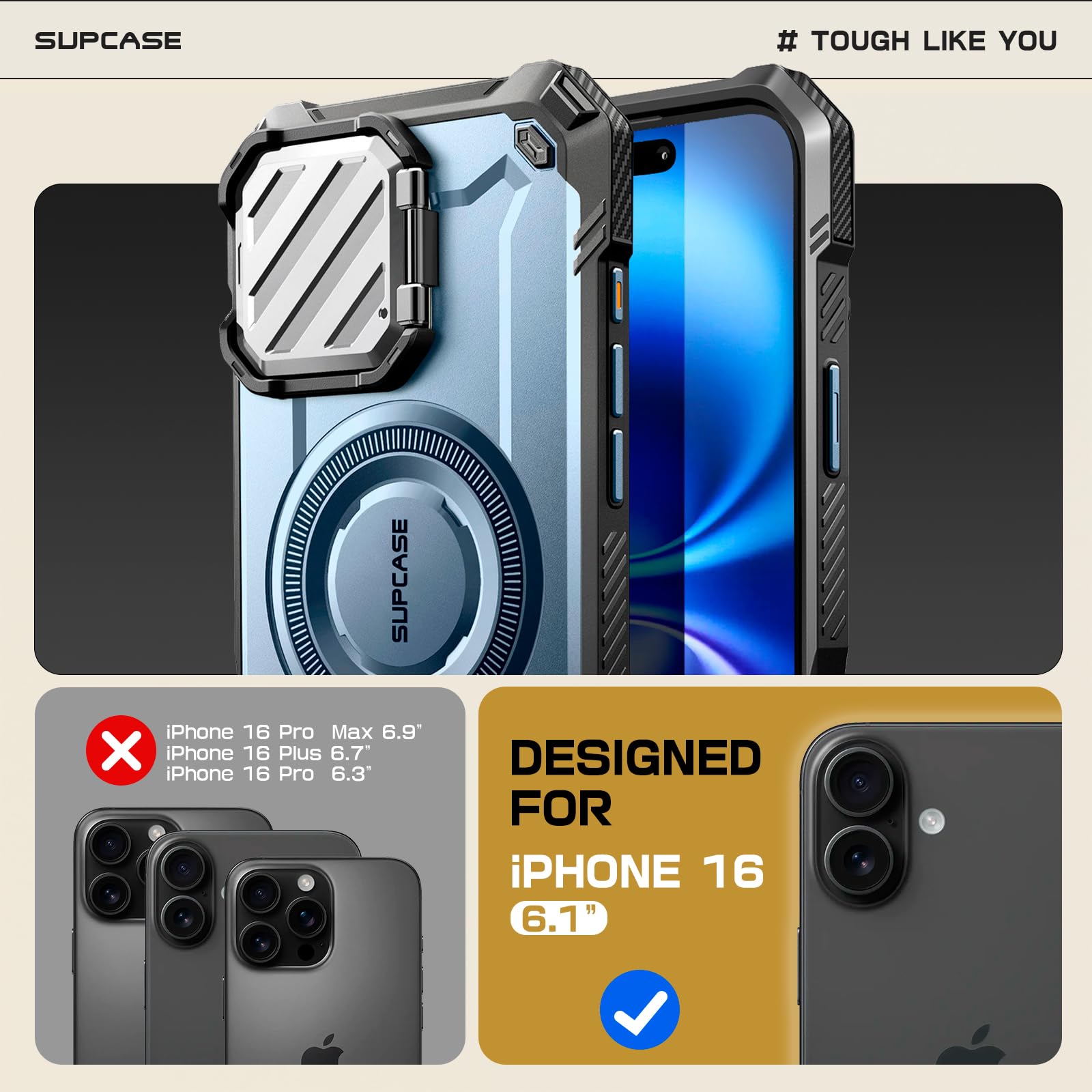 Foto 3 pulgar | Funda De Teléfono Supcase Para Iphone 16 6.1 Pulgadas 2024 Con Funda De Cámara - Venta Internacional.
