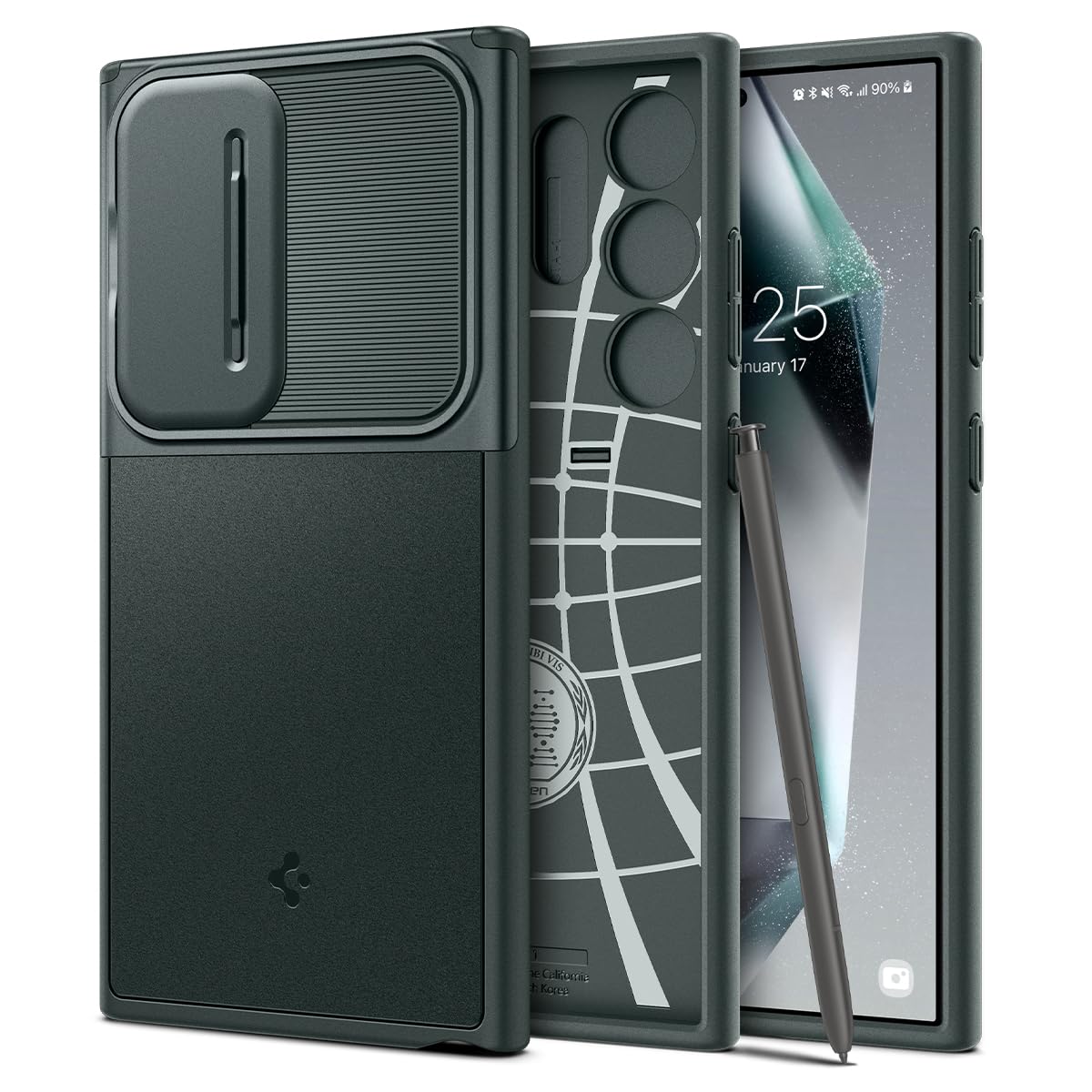 Foto 2 pulgar | Funda Spigen Optik Armor Para Galaxy S24 Ultra Abyss Green - Venta Internacional.