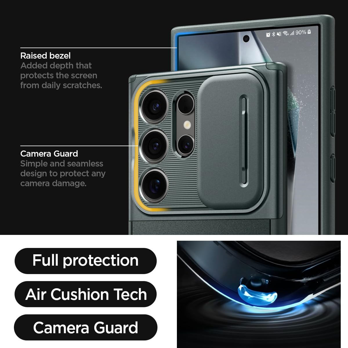 Foto 6 pulgar | Funda Spigen Optik Armor Para Galaxy S24 Ultra Abyss Green - Venta Internacional.