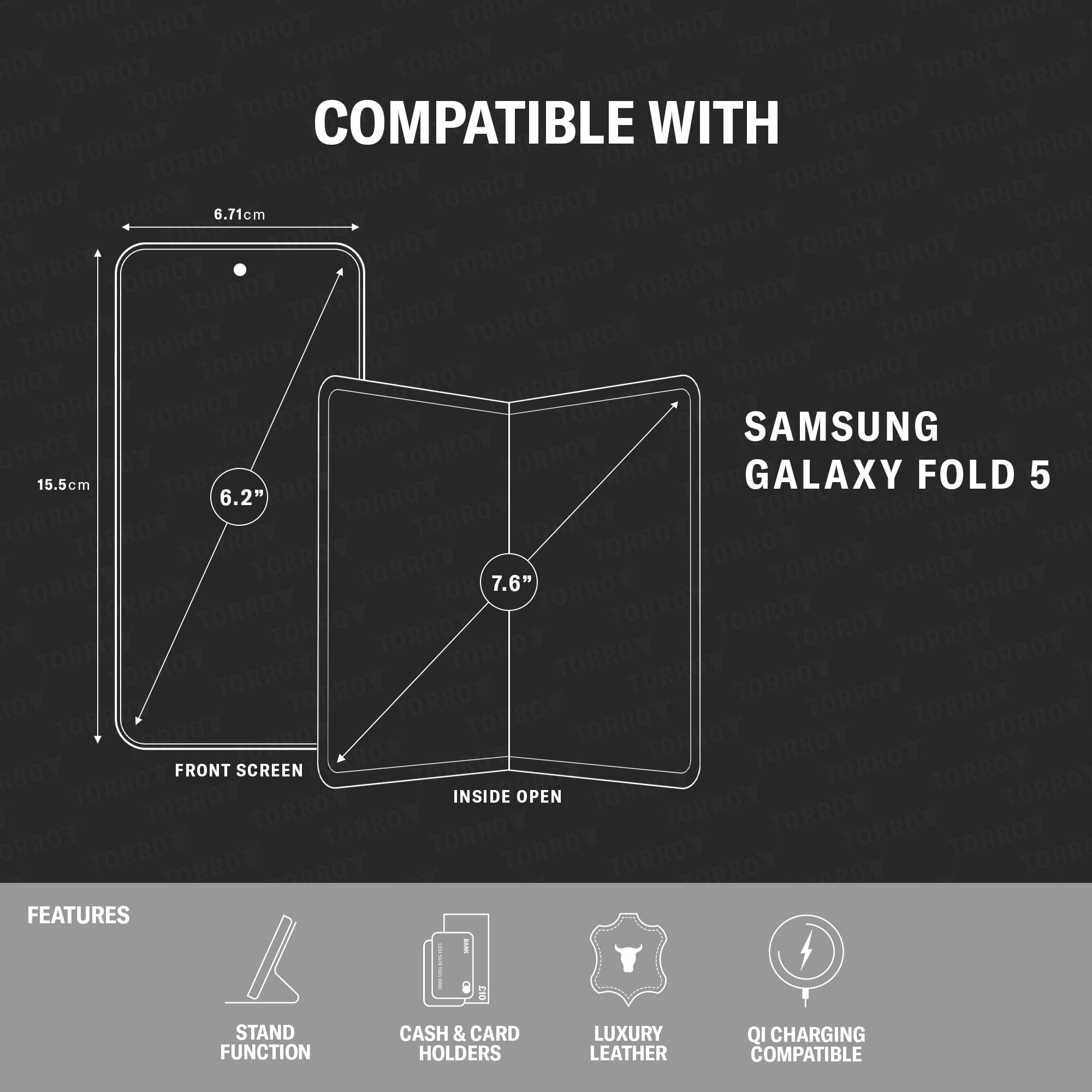 Foto 3 pulgar | Funda De Piel Compatible Con Torro Para Samsung Galaxy Z Fold5 - Venta Internacional.