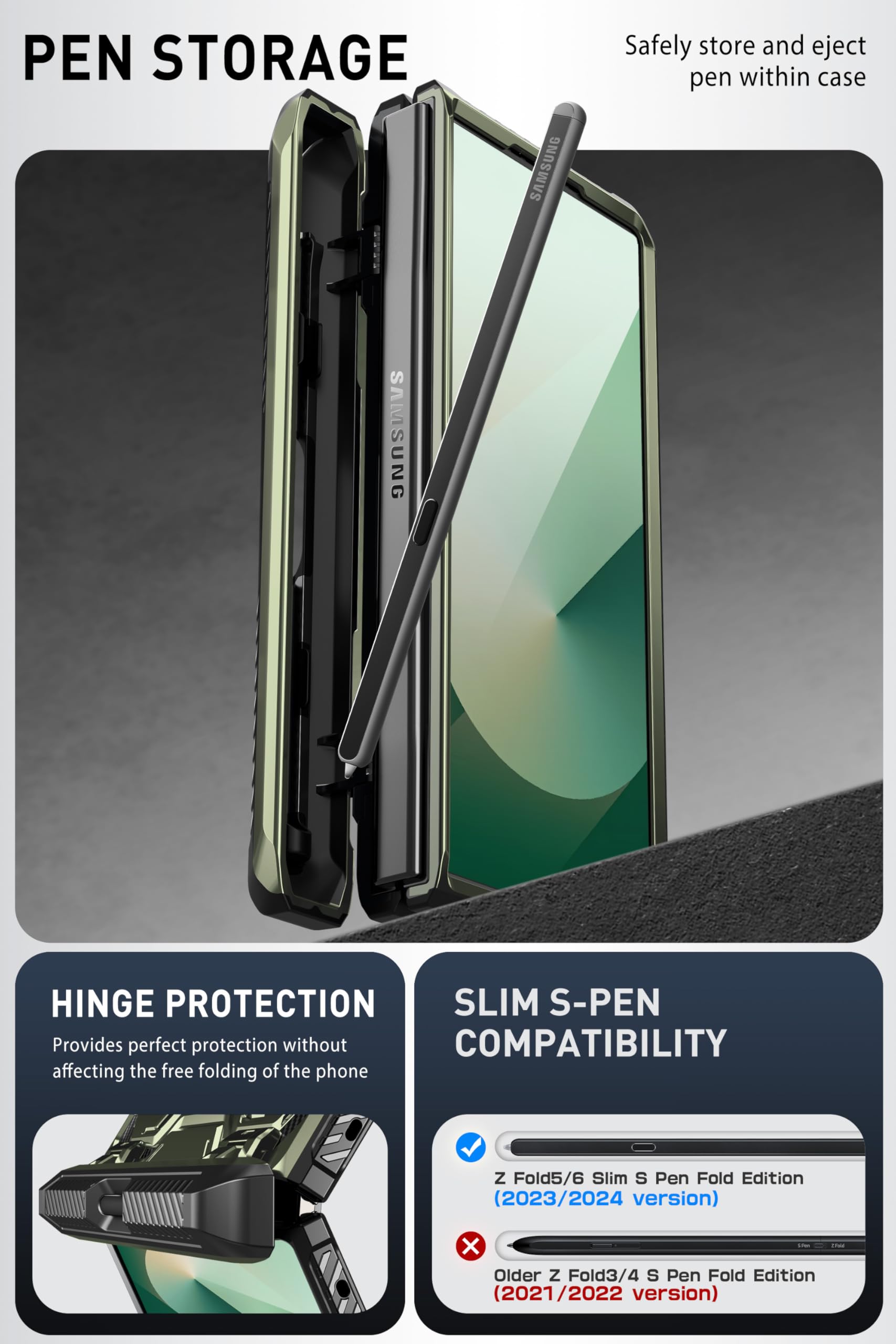 Foto 7 pulgar | Funda De Teléfono I-blason Armorbox Con Soporte Para Bolígrafos S Para Samsung Z Fold 6 - Venta Internacional.