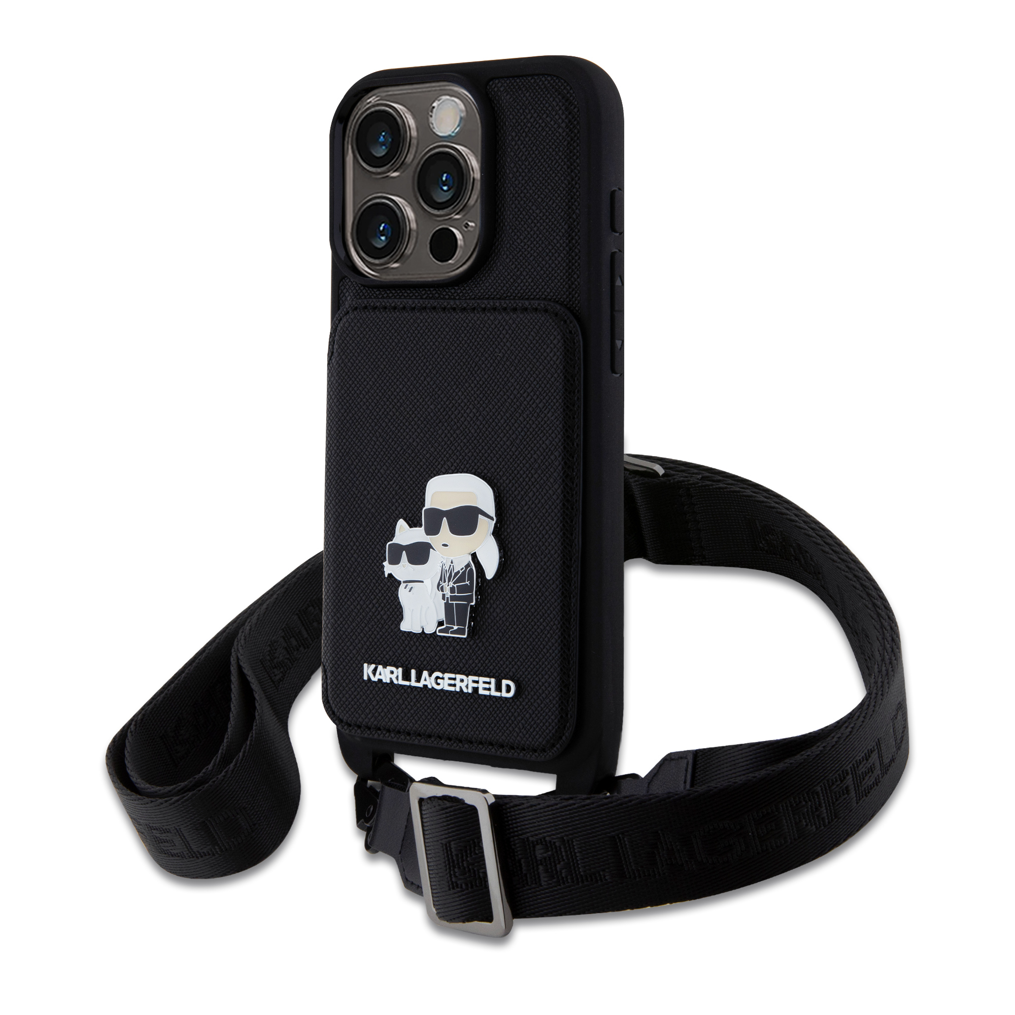 Foto 2 pulgar | Funda Karl Crossbody Tarjetero K&c Para Iphone 15 Pro - Negro