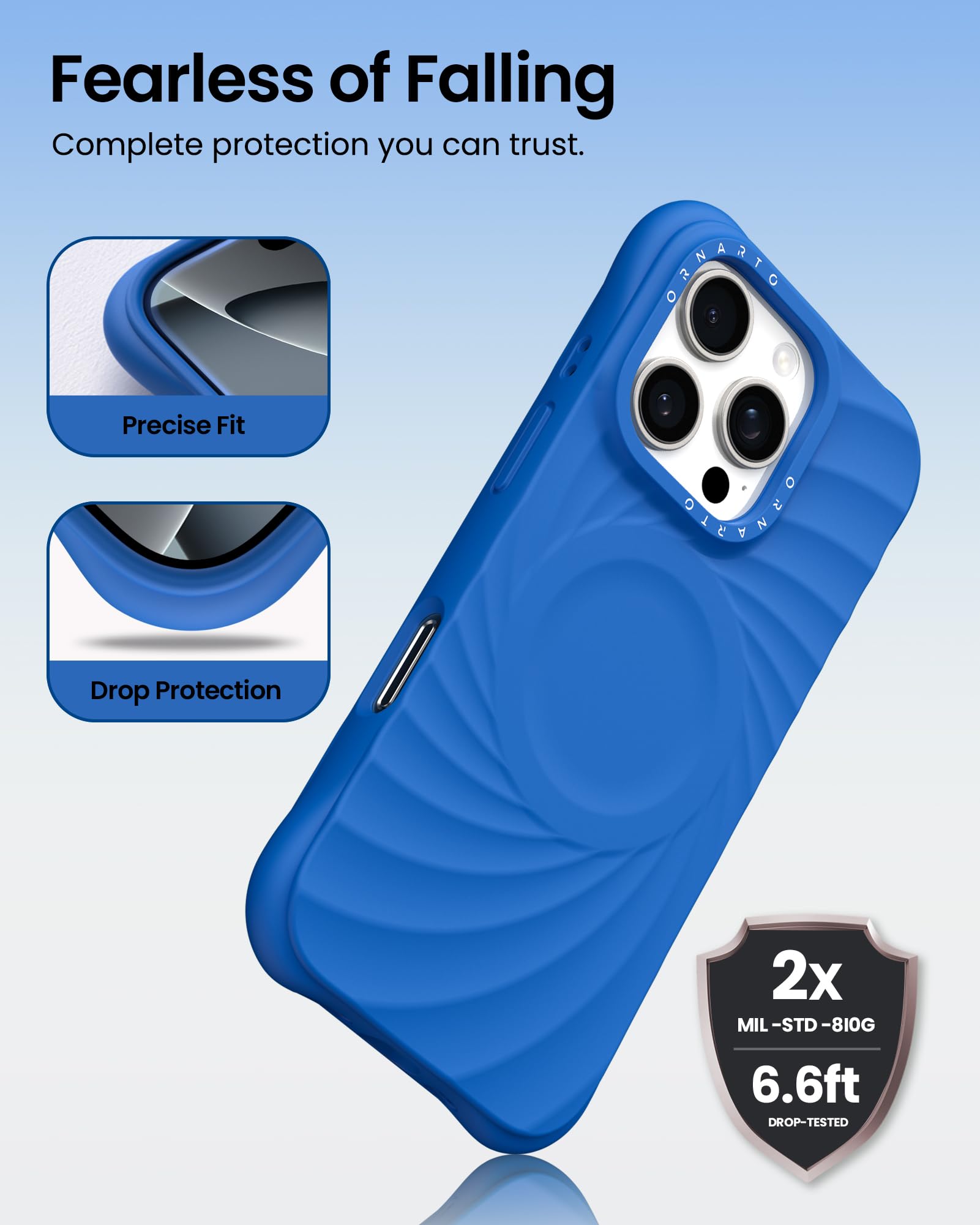 Foto 4 pulgar | Funda De Teléfono Ornarto Vortuxe Para Iphone 16 Pro Max Silicone Azure - Venta Internacional.