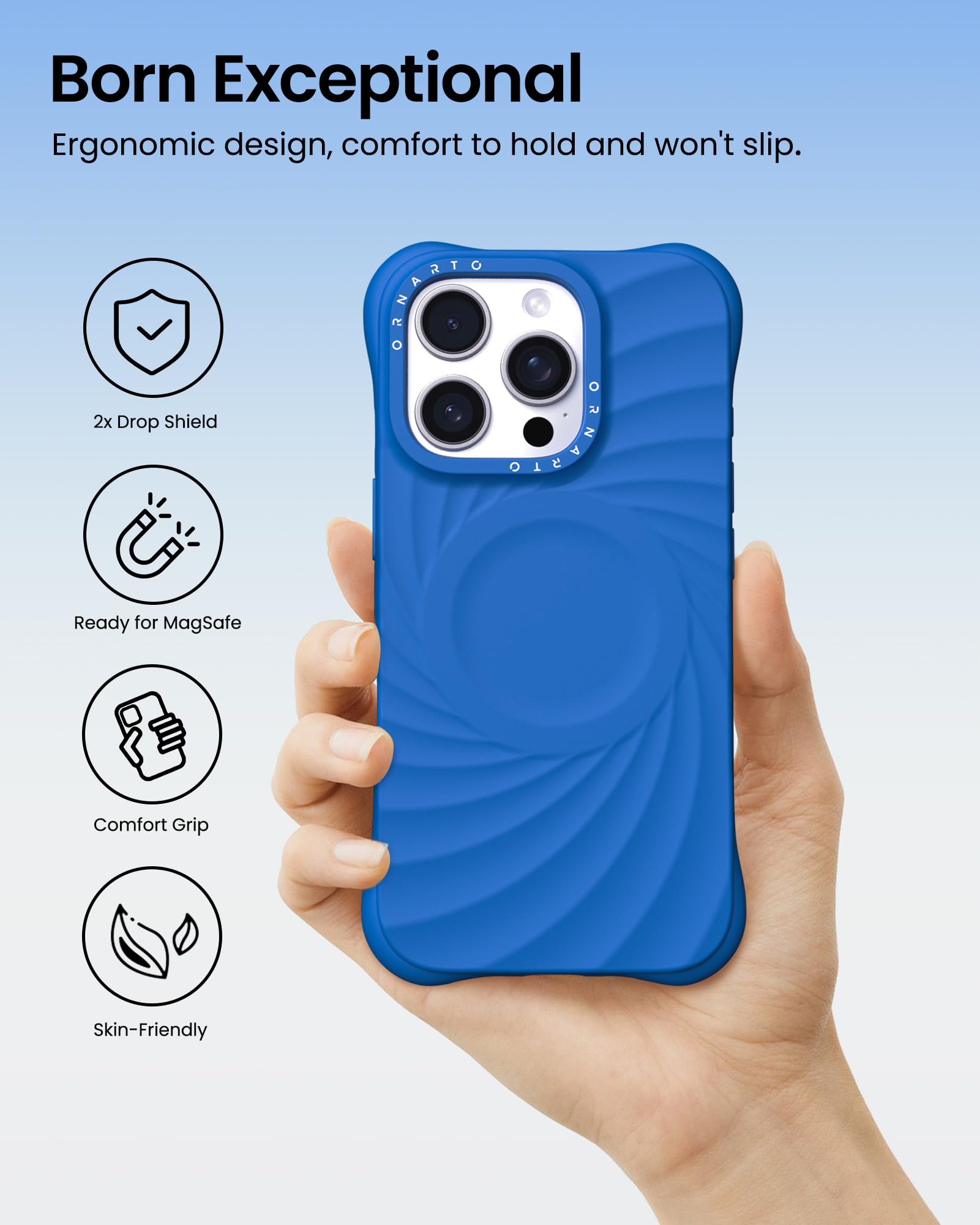 Foto 6 pulgar | Funda De Teléfono Ornarto Vortuxe Para Iphone 16 Pro Max Silicone Azure - Venta Internacional.