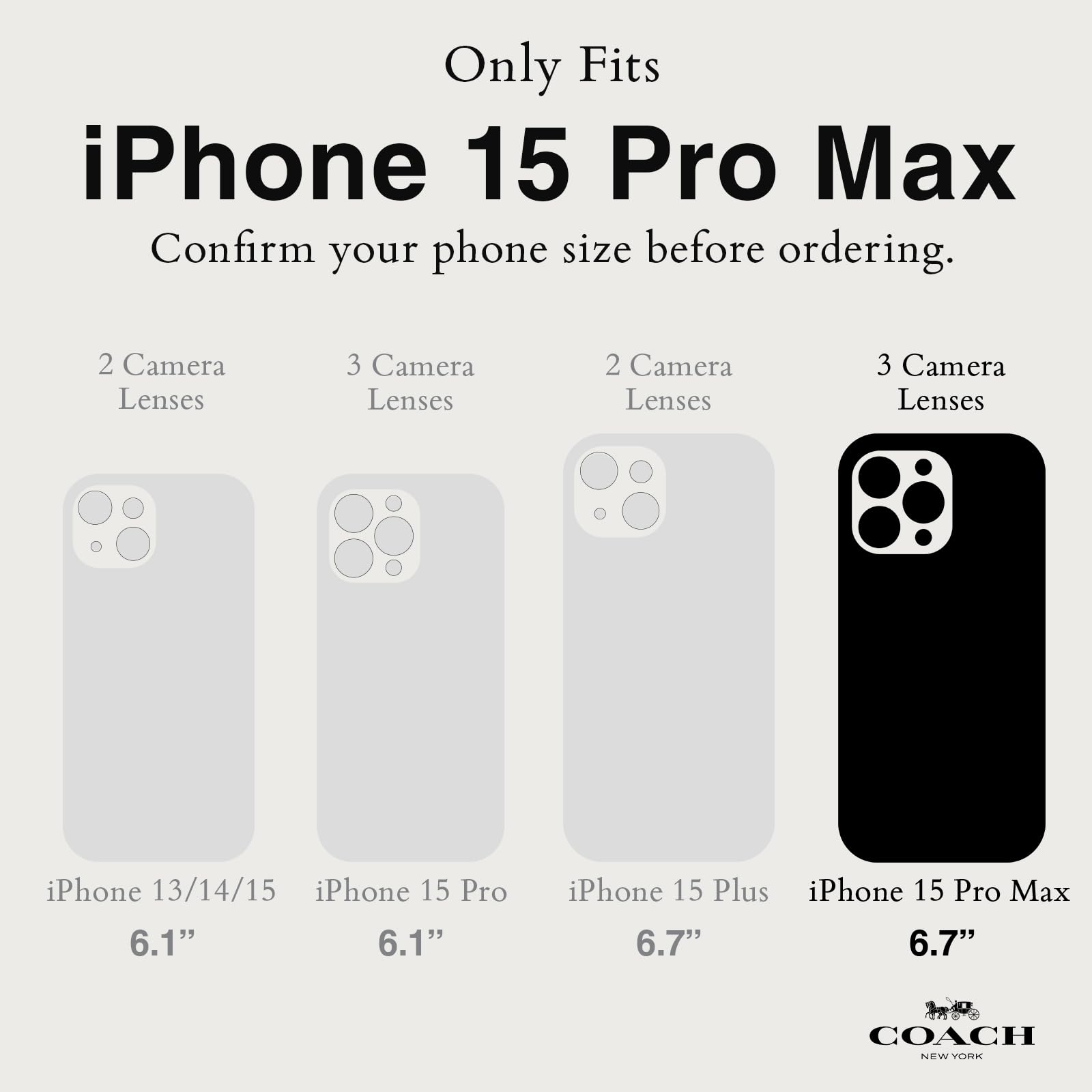 Foto 3 pulgar | Funda De Piel Auténtica Grabada Coach Para Iphone 15 Pro Max - Venta Internacional.