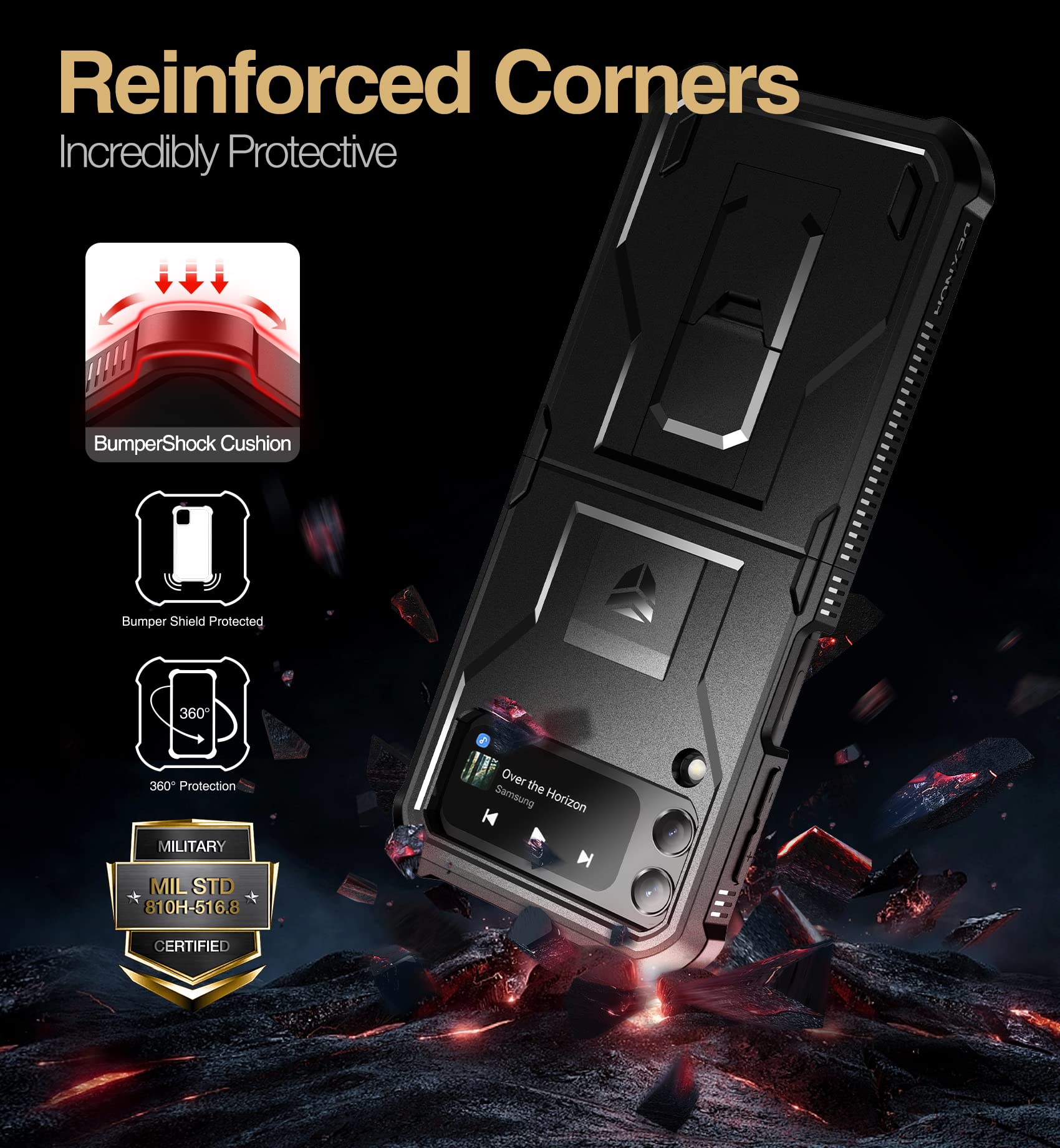 Foto 5 pulgar | Funda Dexnor A Prueba De Golpes Para Samsung Galaxy Z Flip 3 5g Negra - Venta Internacional.