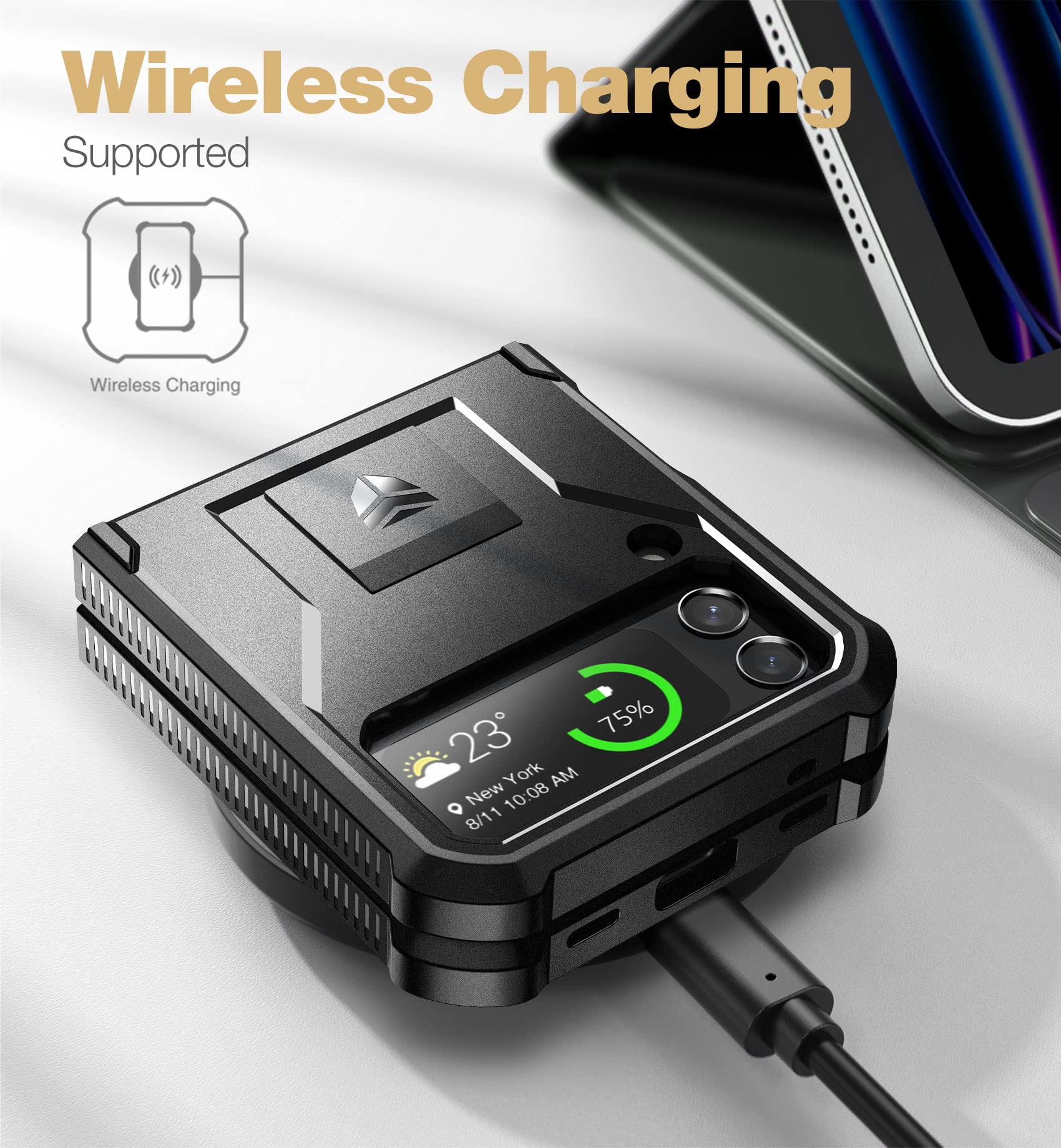 Foto 7 | Funda Dexnor A Prueba De Golpes Para Samsung Galaxy Z Flip 3 5g Negra - Venta Internacional.