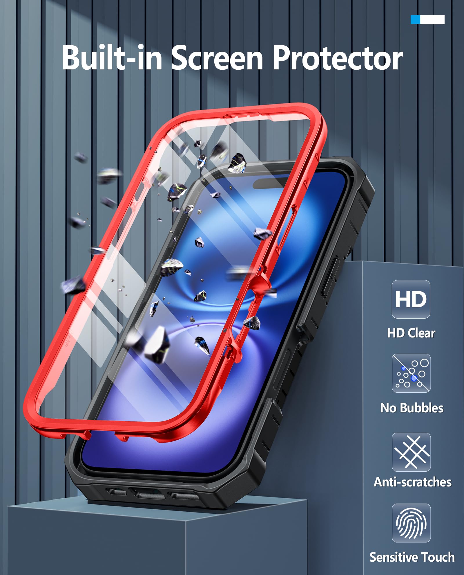 Foto 6 pulgar | Funda De Teléfono Fntcase Para Iphone 16 Plus Con Soporte Rojo De 6.7 Pulgadas - Venta Internacional.