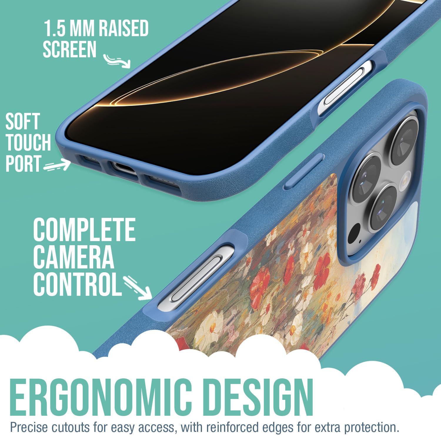 Foto 4 pulgar | Funda Smartish Para Iphone 16 Pro Magsafe, Diseño Magnético, Diseño De Flores Silvestres - Venta Internacional.