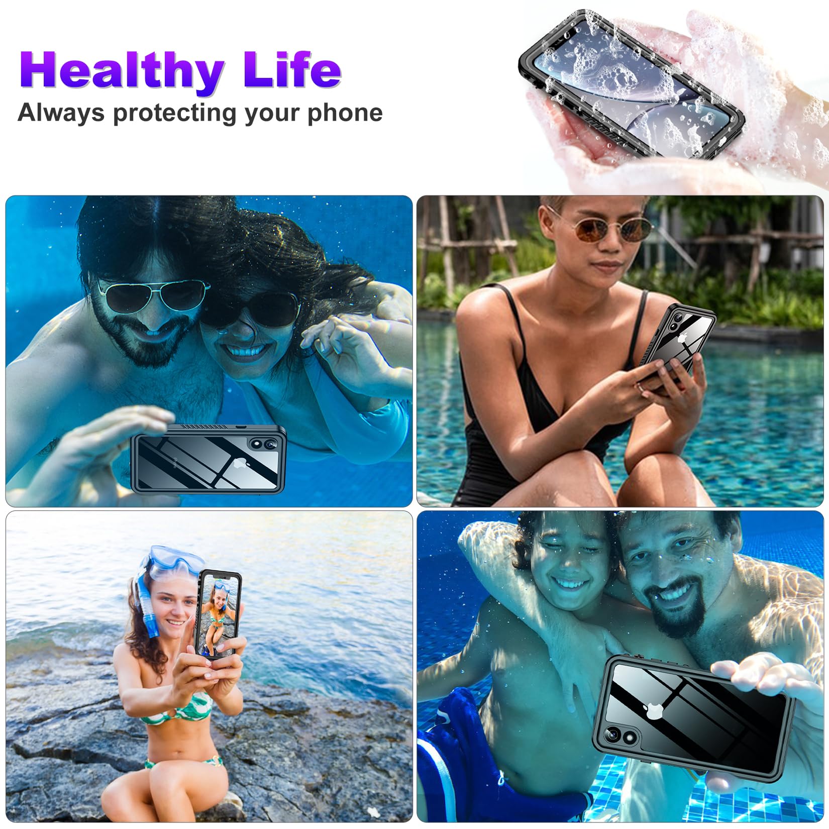 Foto 8 pulgar | Funda De Teléfono Spidercase Impermeable Con Lente Para Iphone Xr Negra - Venta Internacional.