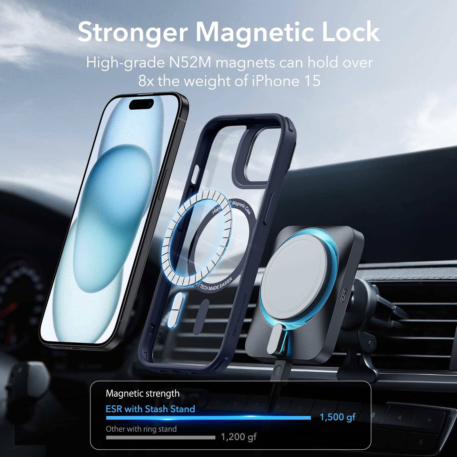Foto 5 pulgar | Funda De Teléfono Esr Para Iphone 15 Con Magsafe De Grado Militar Transparente - Venta Internacional.