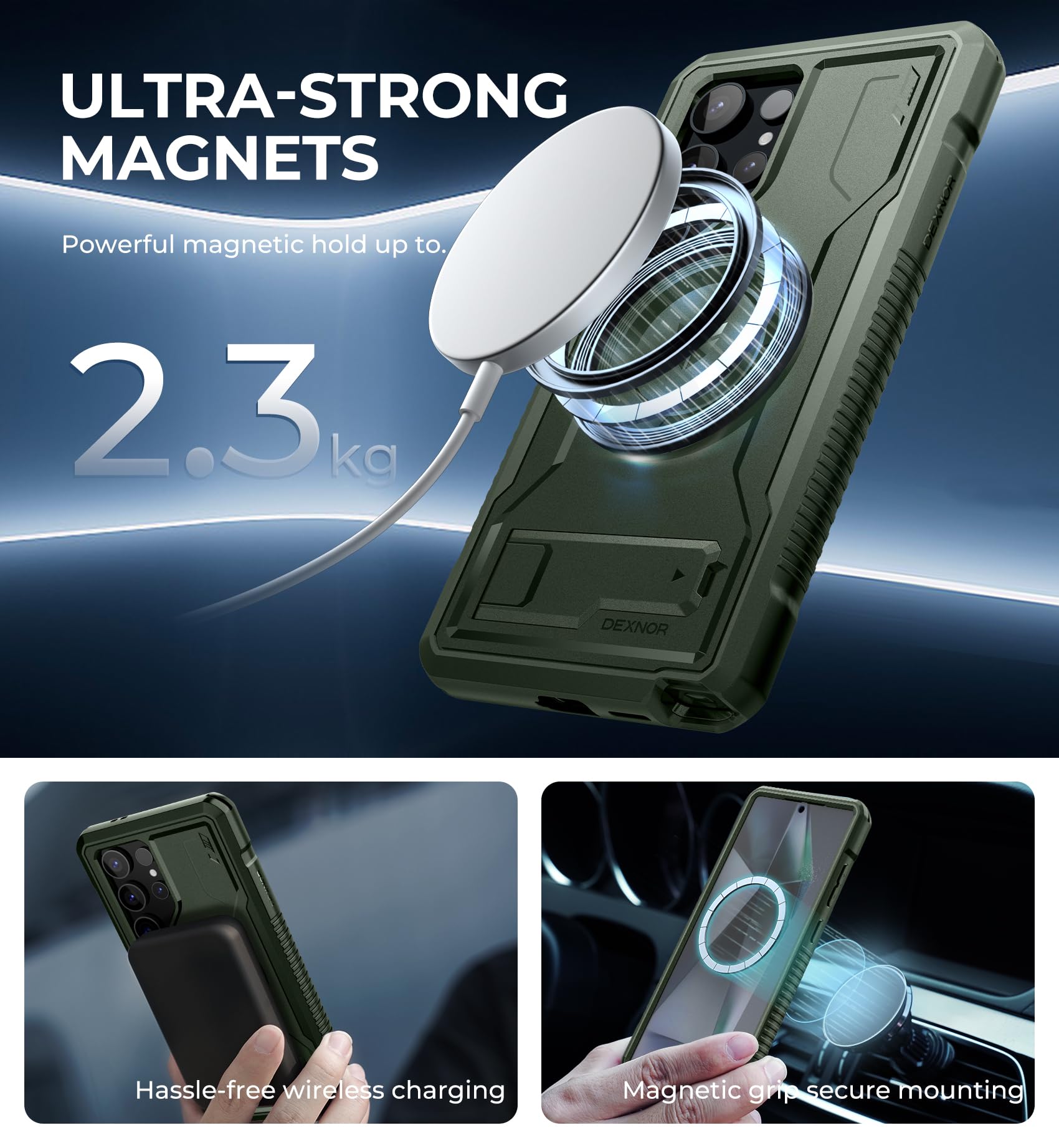 Foto 4 pulgar | Funda Magnética Dexnor Para Samsung Galaxy S24 Ultra Green - Venta Internacional.