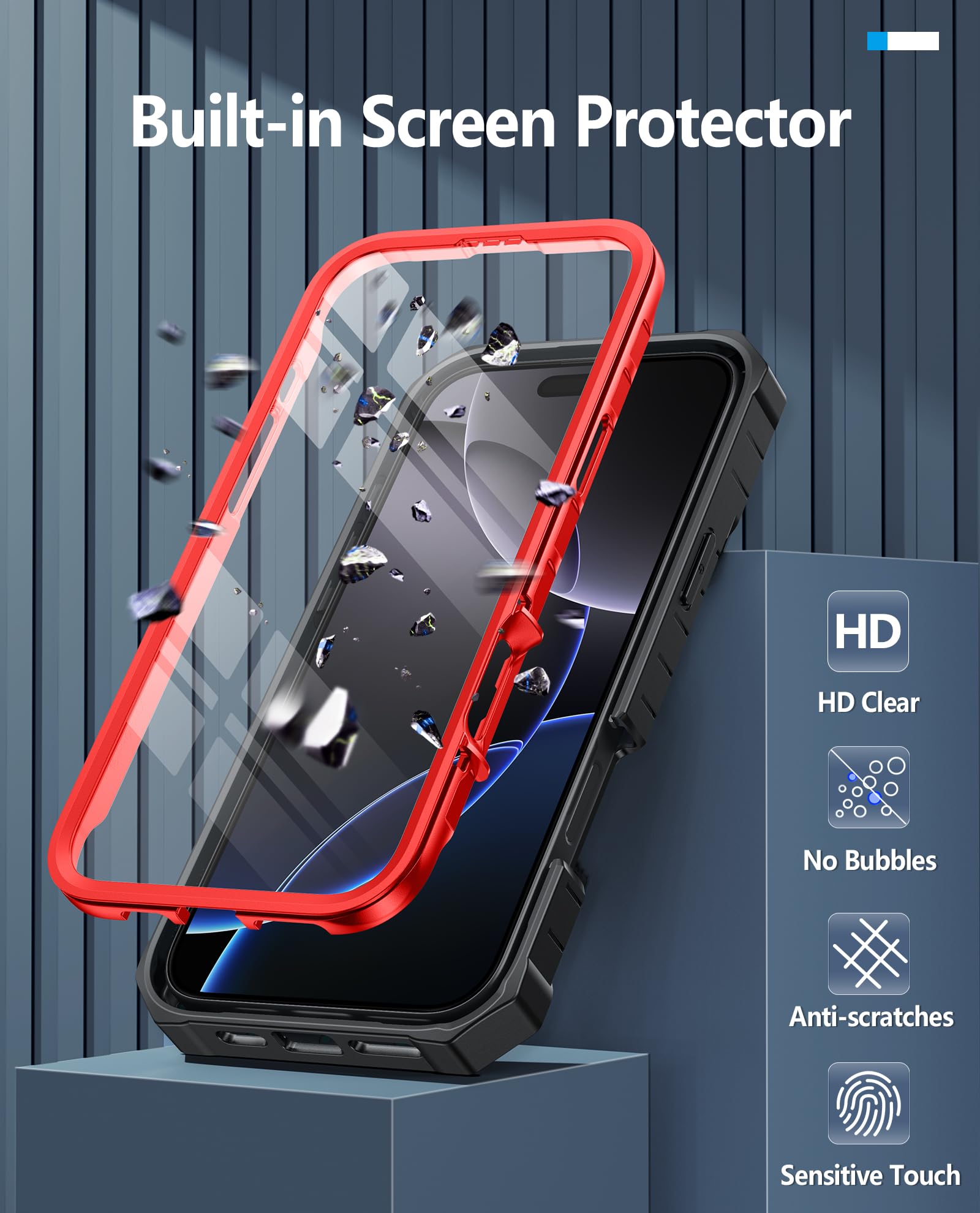 Foto 6 pulgar | Funda De Teléfono Fntcase Para Iphone 16 Pro-max De 6.9 Pulgadas Con Soporte Rojo - Venta Internacional.