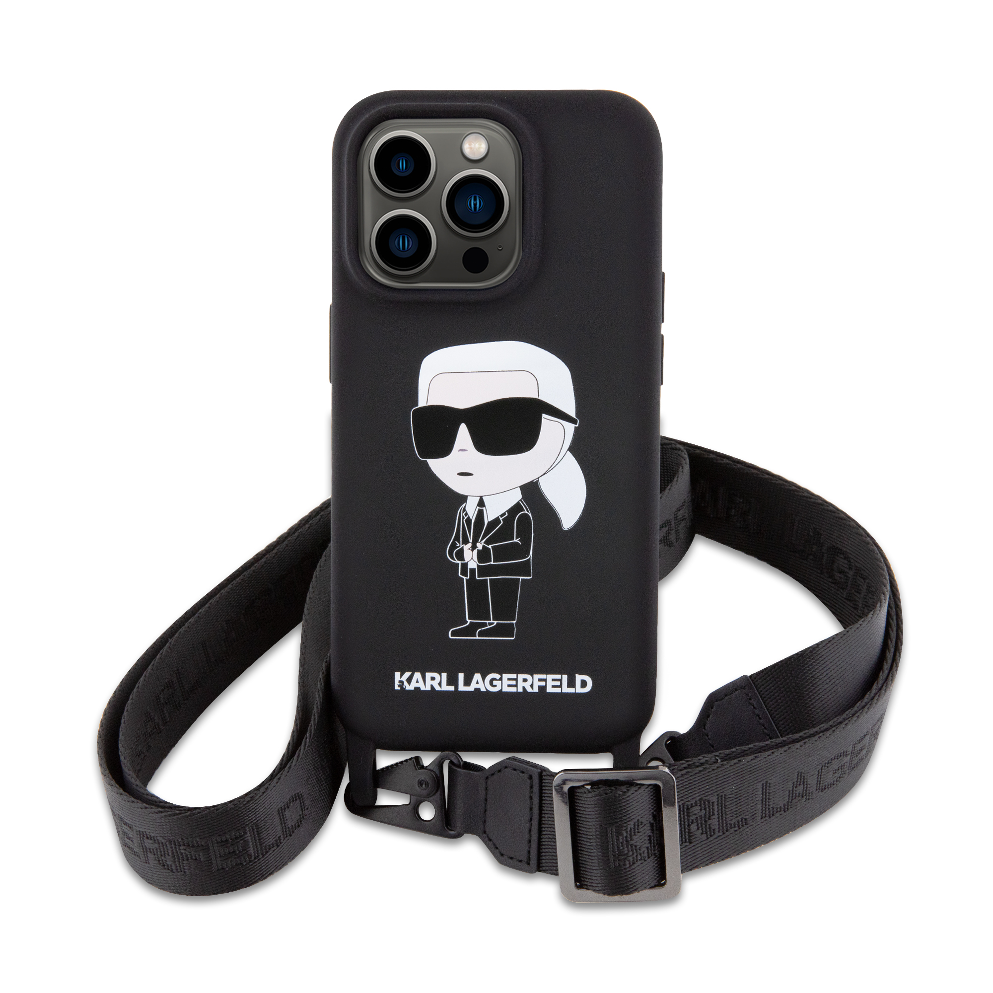 Foto 3 pulgar | Funda Karl Crossbody Negro Para Iphone 15 Pro