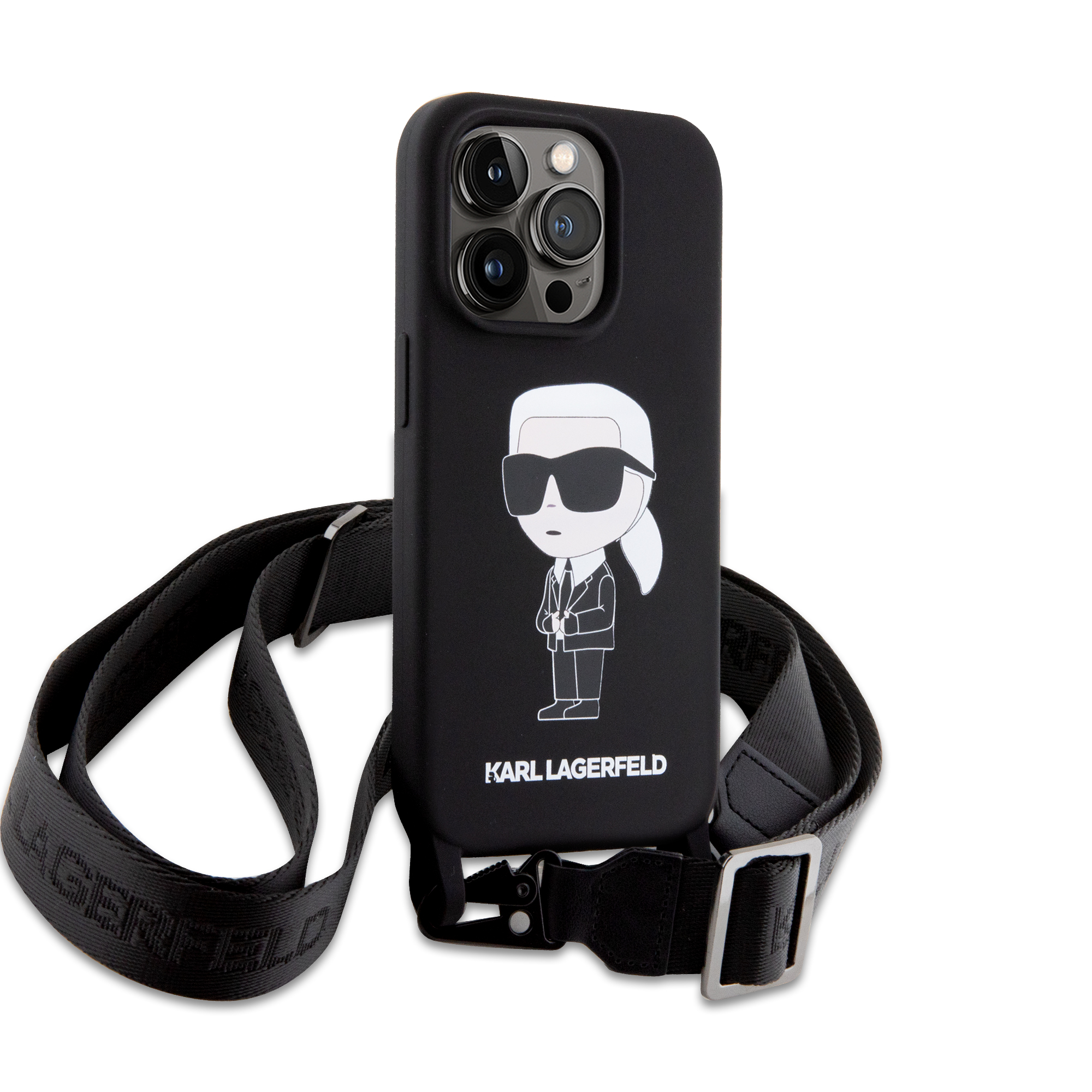Foto 4 pulgar | Funda Karl Crossbody Negro Para Iphone 15 Pro