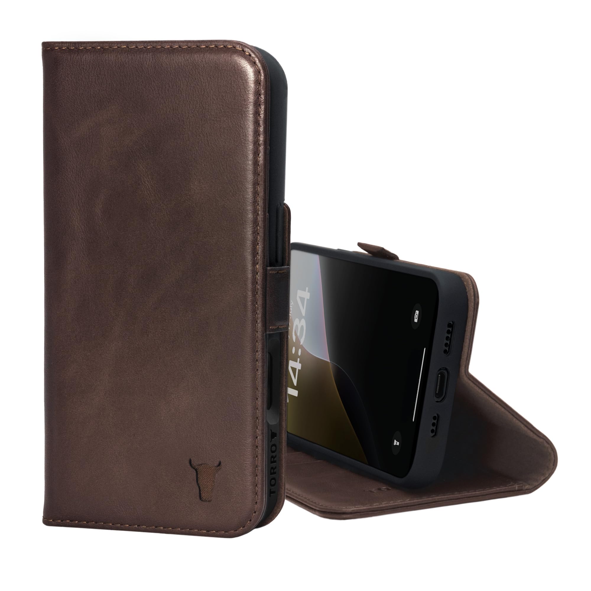 Foto 2 pulgar | Funda Torro Premium Leather Para Iphone 16 Pro 6.3, Color Marrón - Venta Internacional.