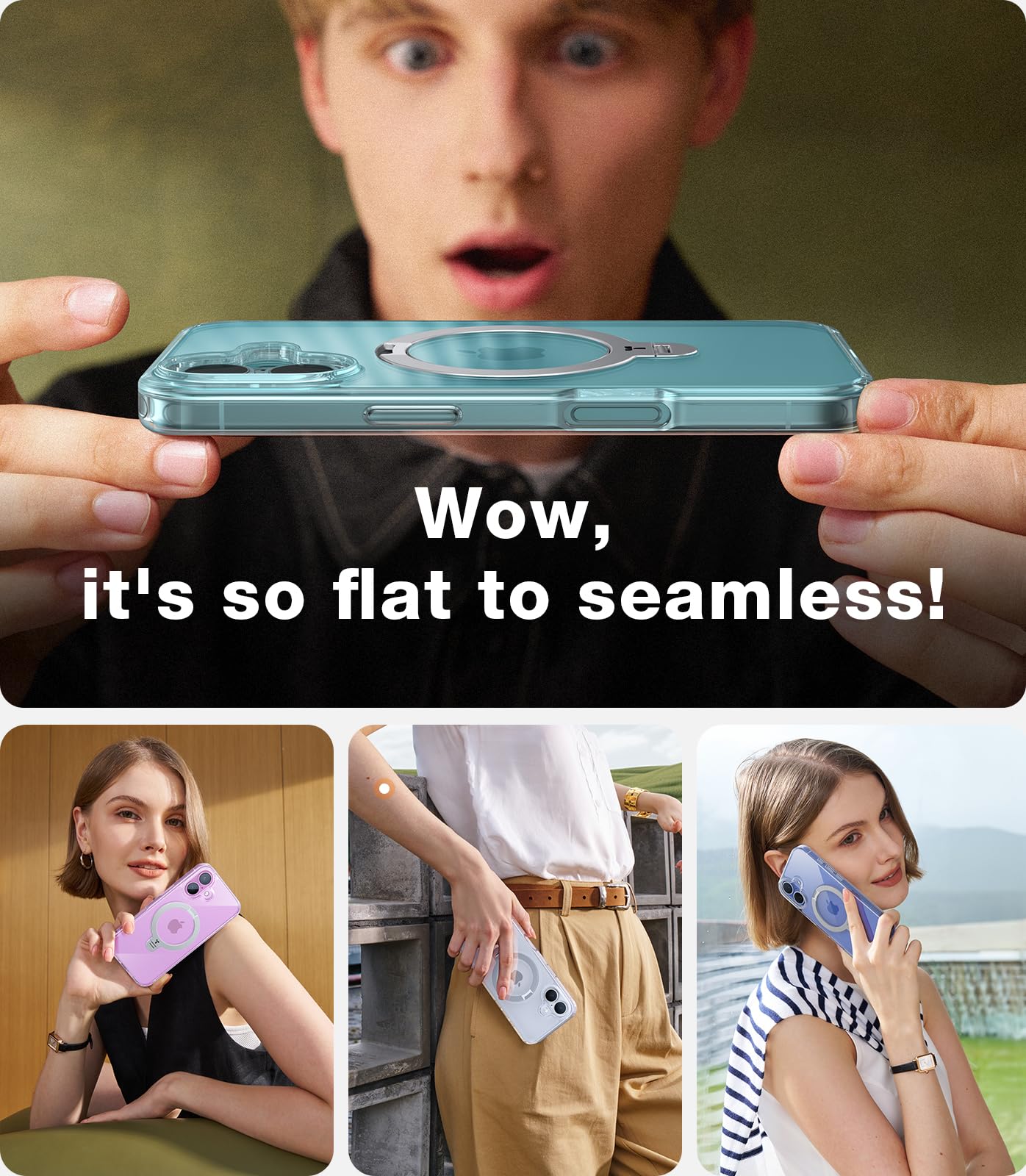 Foto 7 pulgar | Funda Torras 360° Con Soporte Giratorio Para Iphone 16 Plus, Transparente - Venta Internacional.