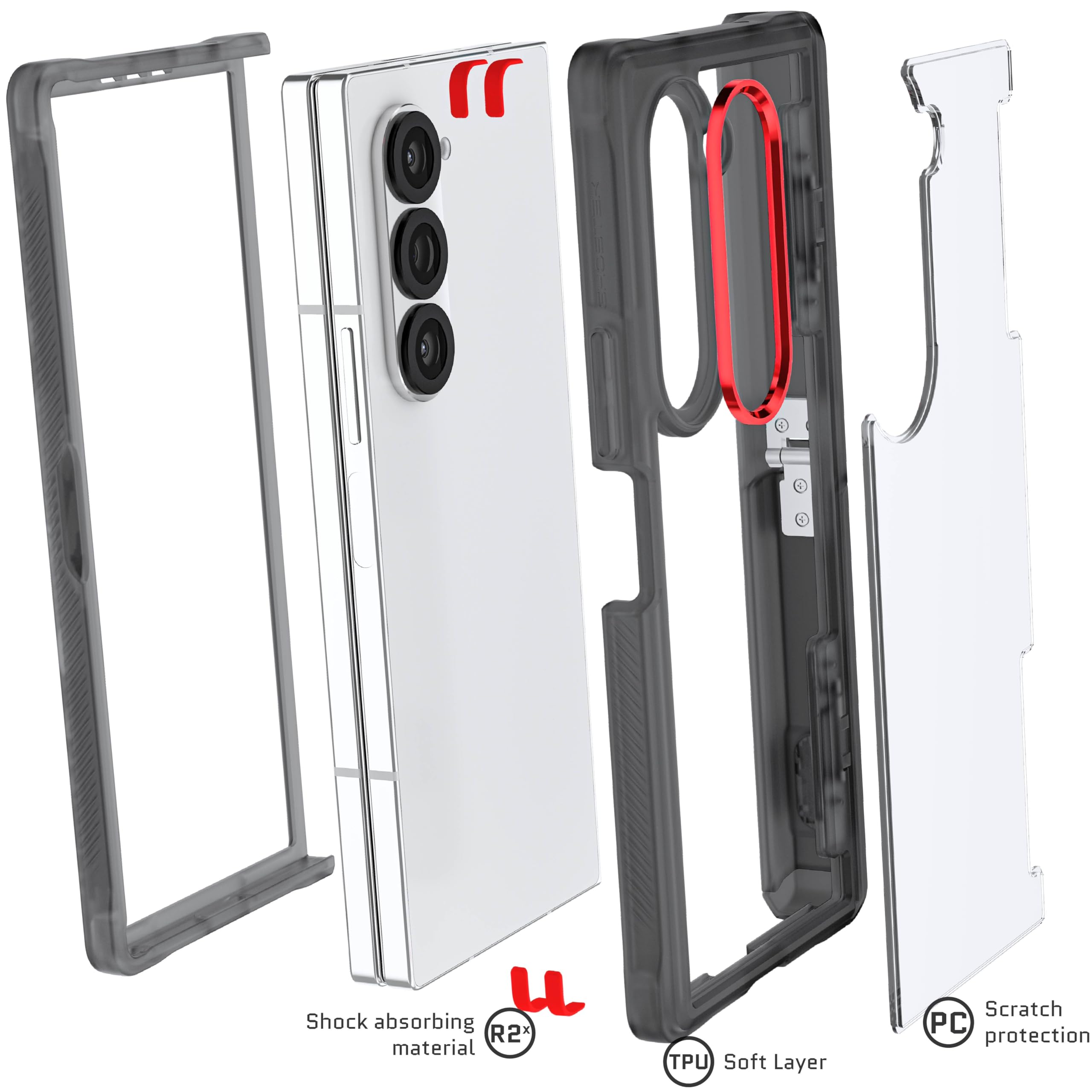 Foto 7 pulgar | Funda Ghostek Covert Clear Para Galaxy Z Fold 6 Con Soporte Ahumado - Venta Internacional.