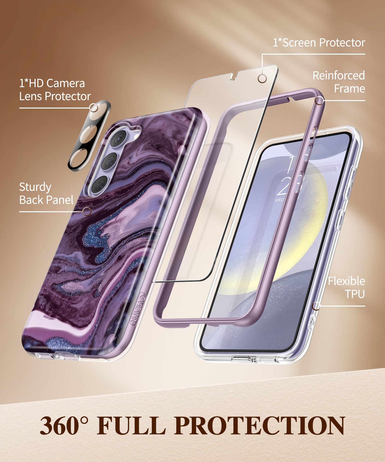 Foto 4 pulgar | Funda De Teléfono Gviewin Para Samsung Galaxy S24 Con Protector De Pantalla - Venta Internacional.