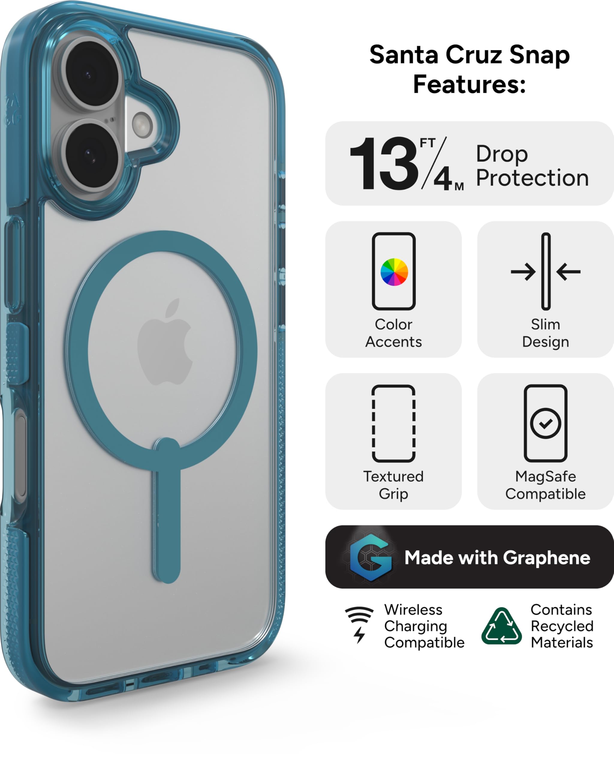 Foto 4 pulgar | Funda De Teléfono Zagg Santa Cruz Snap Para Iphone 16 Con Magsafe - Venta Internacional.