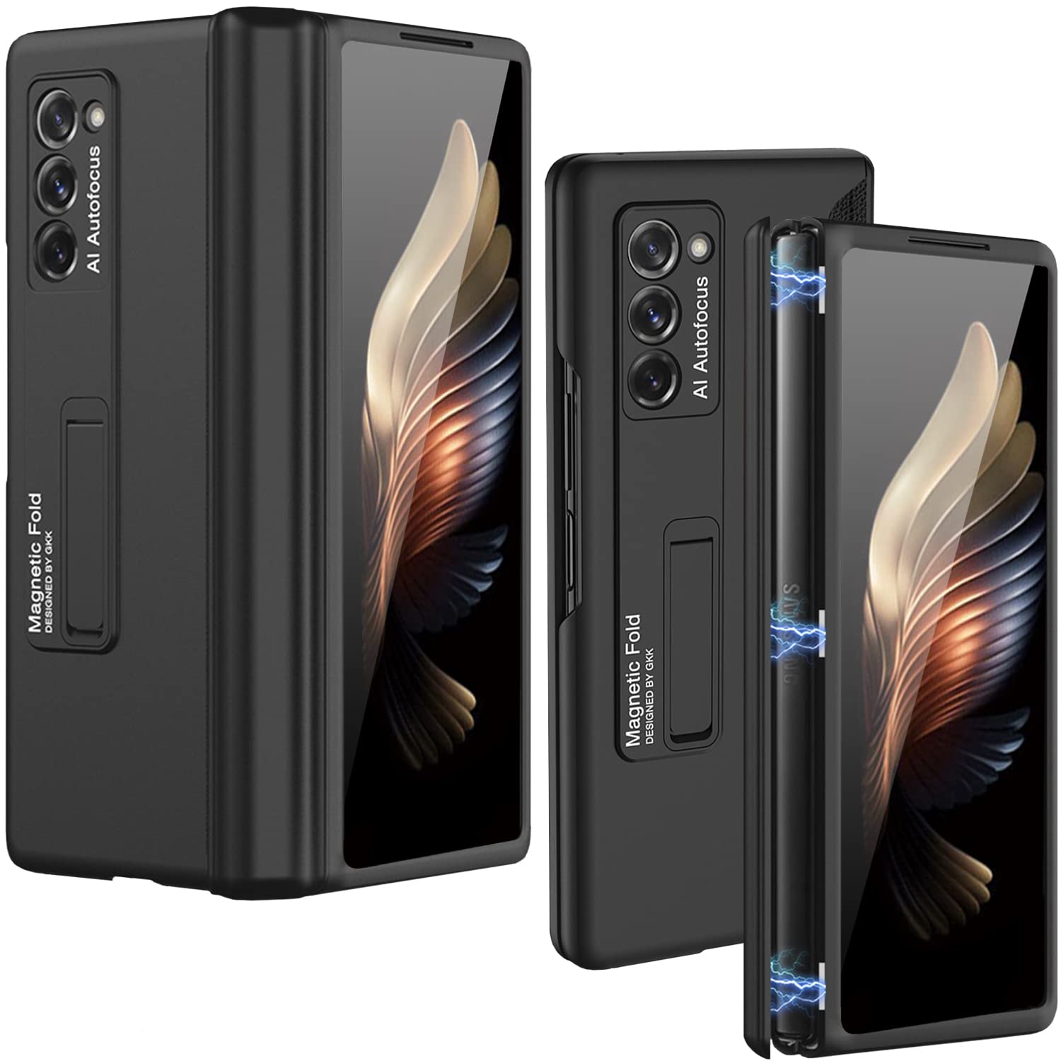 Foto 2 pulgar | Funda Miimall Para Galaxy Z Fold 2 Con Soporte Y Bisagra Magnética, Color Negro - Venta Internacional.