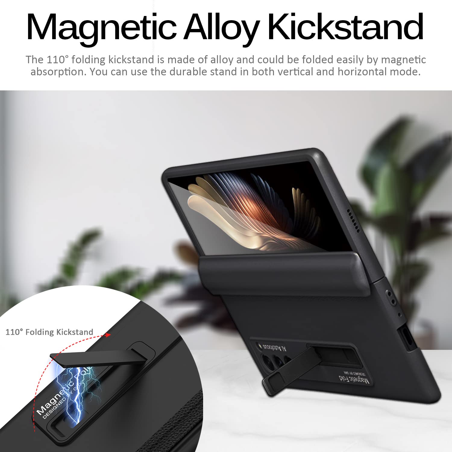 Foto 4 pulgar | Funda Miimall Para Galaxy Z Fold 2 Con Soporte Y Bisagra Magnética, Color Negro - Venta Internacional.