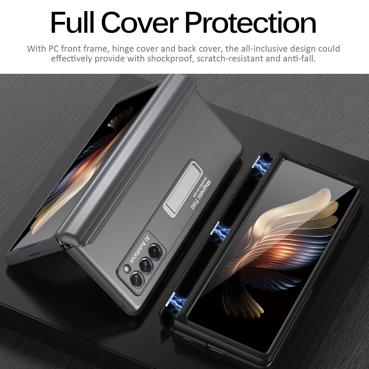 Foto 5 pulgar | Funda Miimall Para Galaxy Z Fold 2 Con Soporte Y Bisagra Magnética, Color Negro - Venta Internacional.