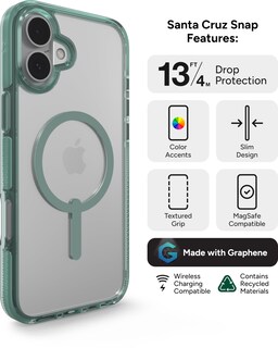 Foto 3 | Funda De Teléfono Zagg Santa Cruz Snap Para Iphone 16 Plus, Color Verde - Venta Internacional.