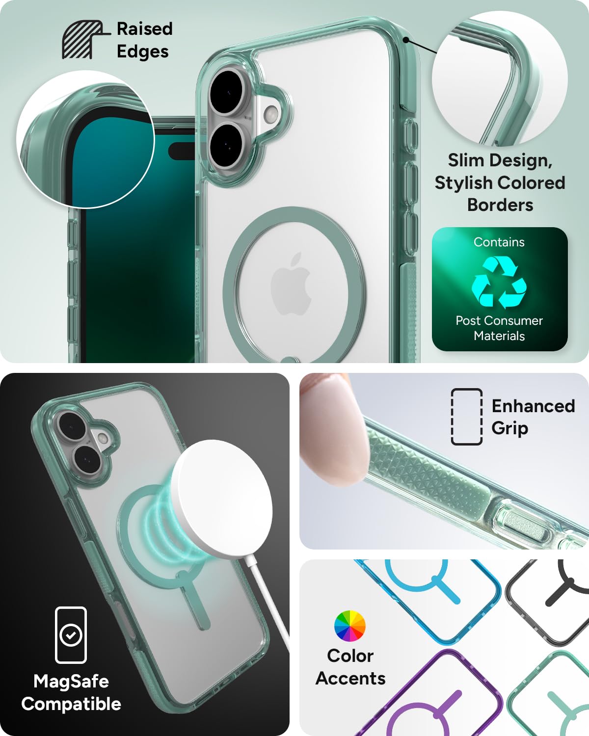 Foto 5 | Funda De Teléfono Zagg Santa Cruz Snap Para Iphone 16 Plus, Color Verde - Venta Internacional.