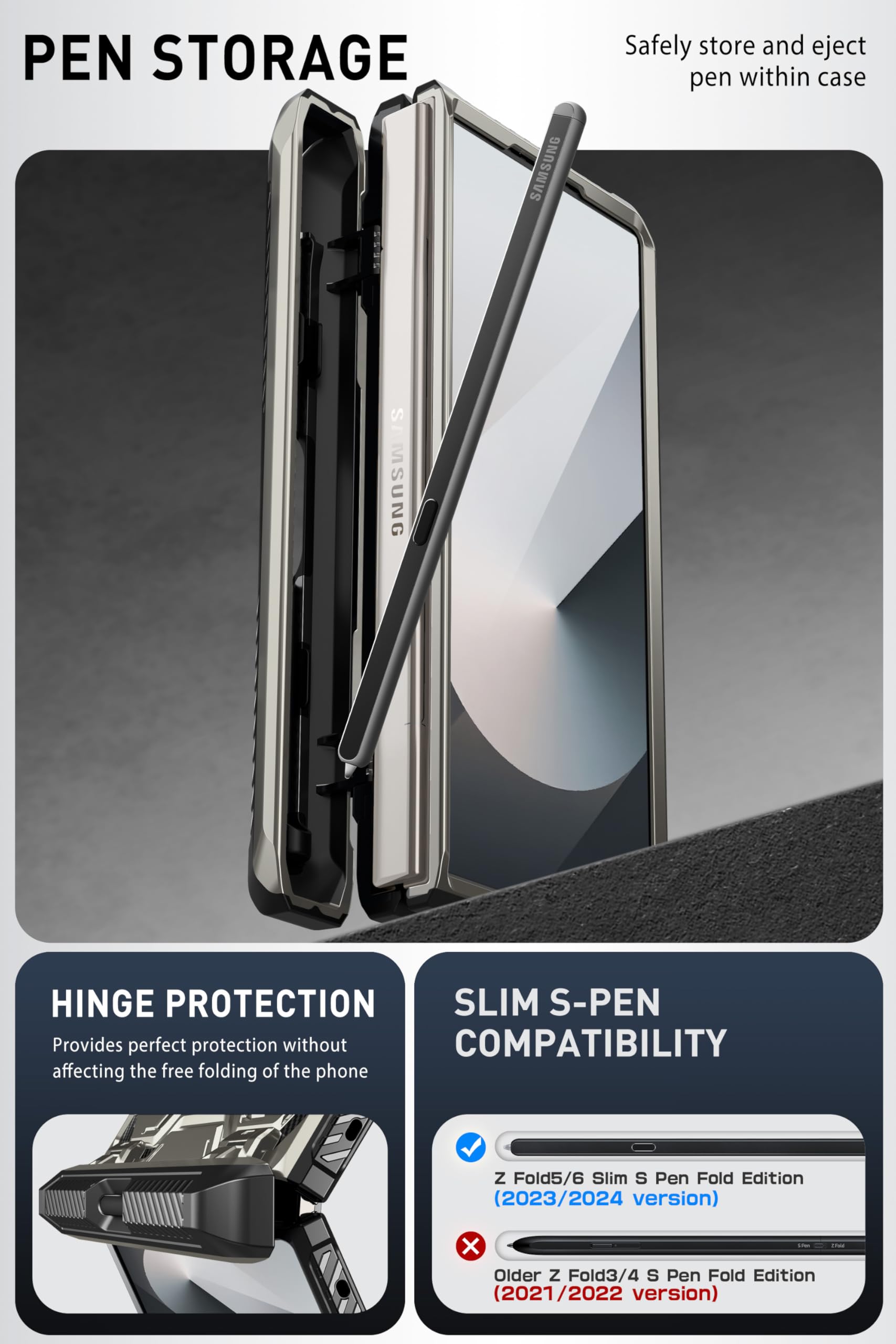Foto 7 pulgar | Funda De Teléfono I-blason Para Samsung Galaxy Z Fold 6 Con Soporte Para Bolígrafo S - Venta Internacional.
