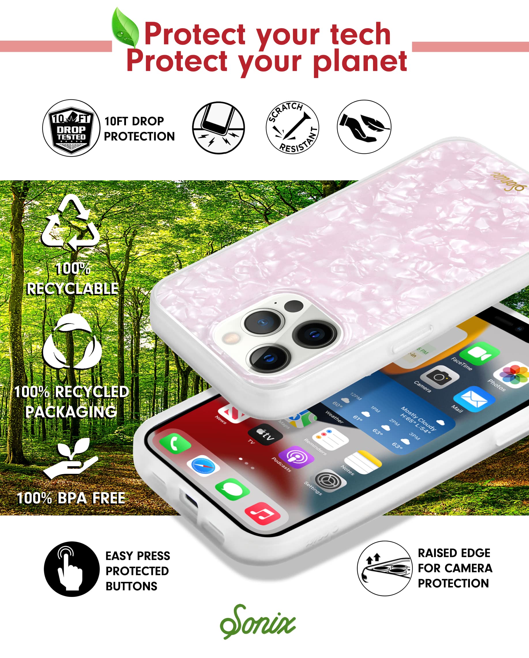 Foto 4 pulgar | Funda De Teléfono Sonix Para Iphone 13 Pro Con Estampado De Carey Rosa - Venta Internacional.