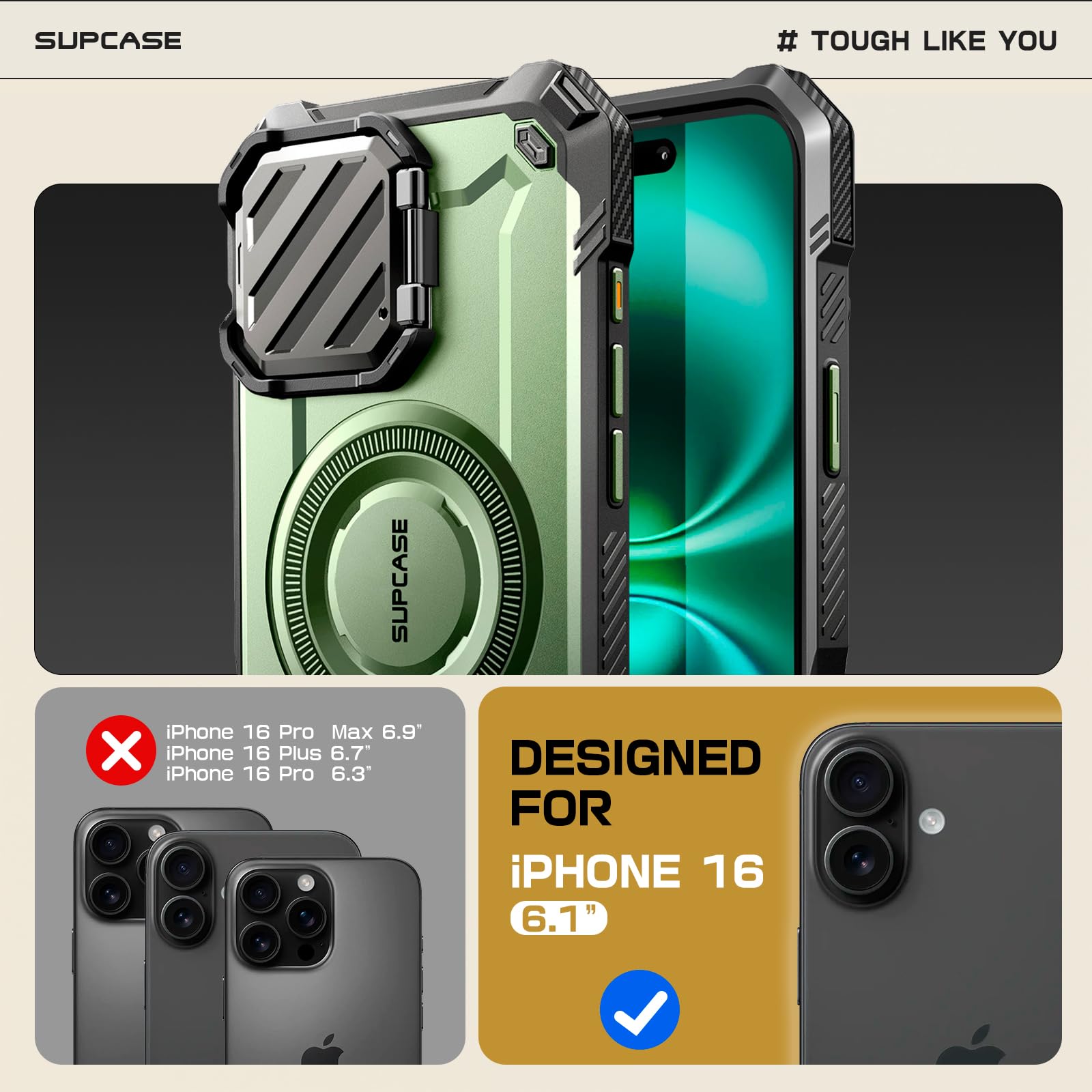 Foto 3 pulgar | Funda De Teléfono Supcase Para Iphone 16 6.1 Pulgadas 2024 Con Funda De Cámara - Venta Internacional.