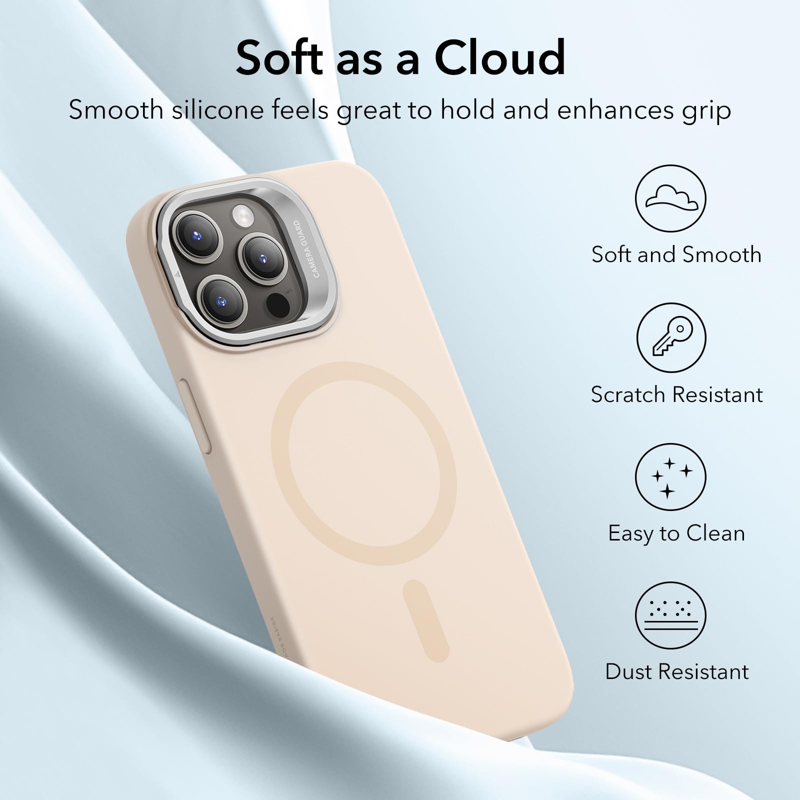 Foto 6 pulgar | Funda Esr Magsafe De Silicona Con Soporte Para Iphone 15 Pro Max Tan - Venta Internacional.