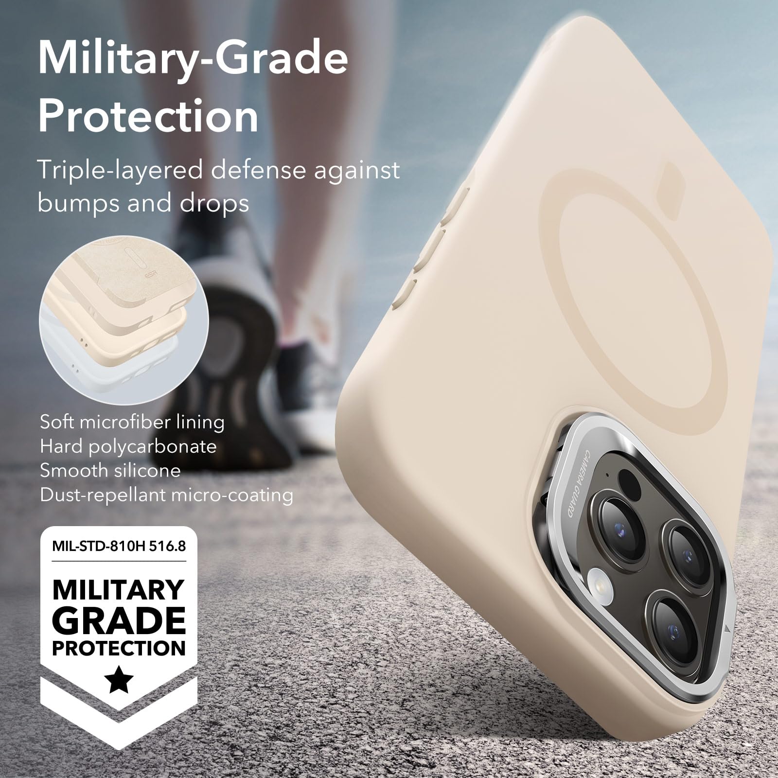 Foto 7 pulgar | Funda Esr Magsafe De Silicona Con Soporte Para Iphone 15 Pro Max Tan - Venta Internacional.