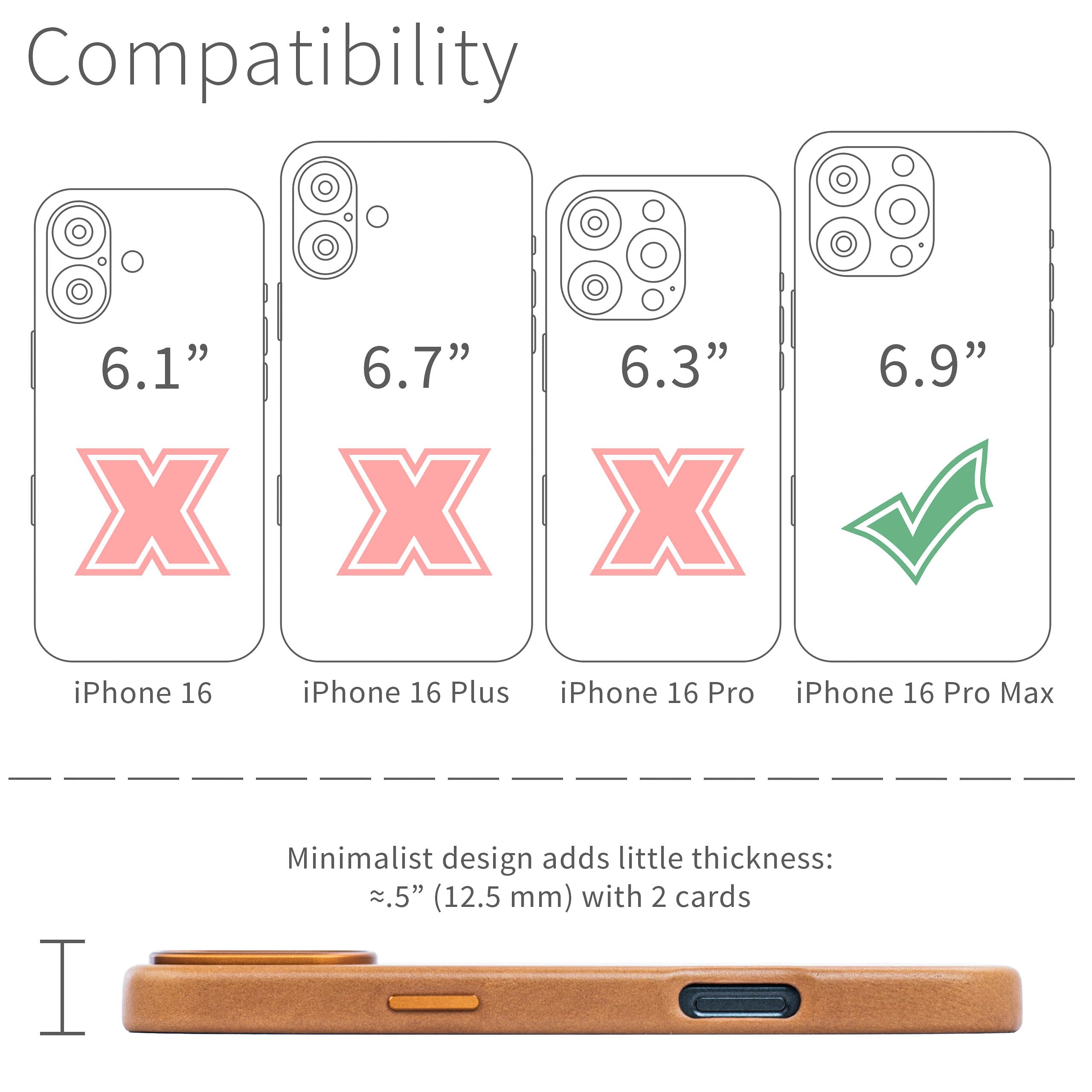 Foto 3 pulgar | Funda Dockem De Piel Auténtica Para Iphone 16 Pro Max, Color Marrón Claro - Venta Internacional.