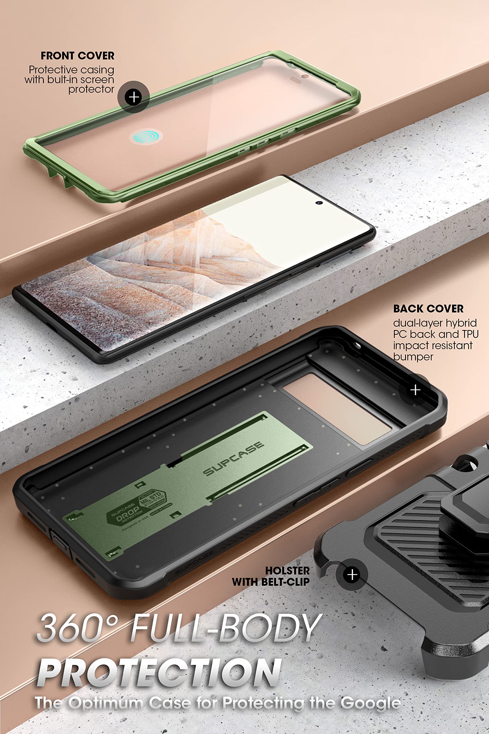 Foto 3 pulgar | Funda Supcase Unicorn Beetle Pro Series Para Google Pixel 7 Pro - Venta Internacional.