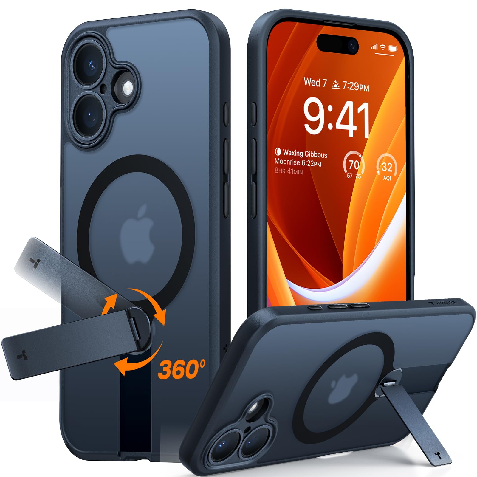 Foto 2 pulgar | Funda De Teléfono Torras 360° Con Soporte Magnético A Prueba De Golpes Para Iphone 16 Plus - Venta Internacional.