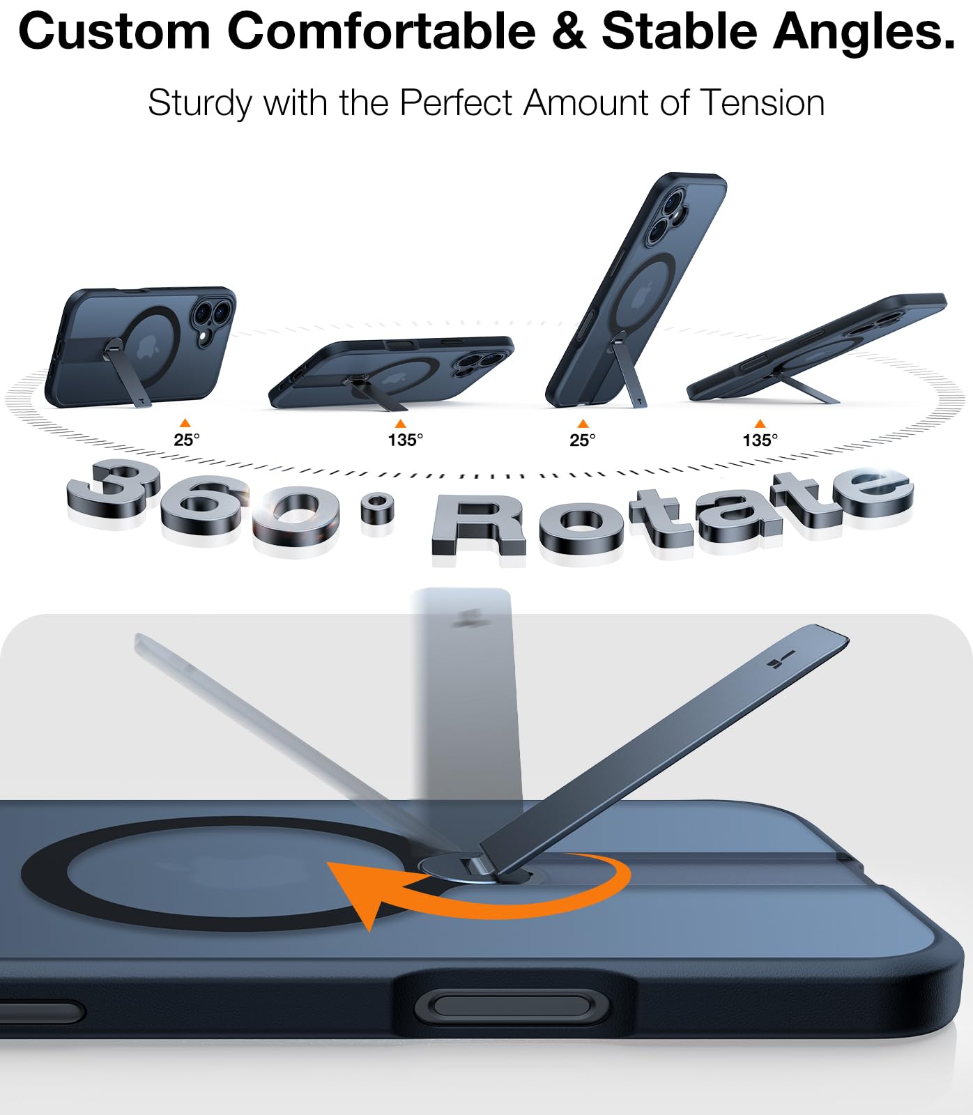Foto 3 pulgar | Funda De Teléfono Torras 360° Con Soporte Magnético A Prueba De Golpes Para Iphone 16 Plus - Venta Internacional.