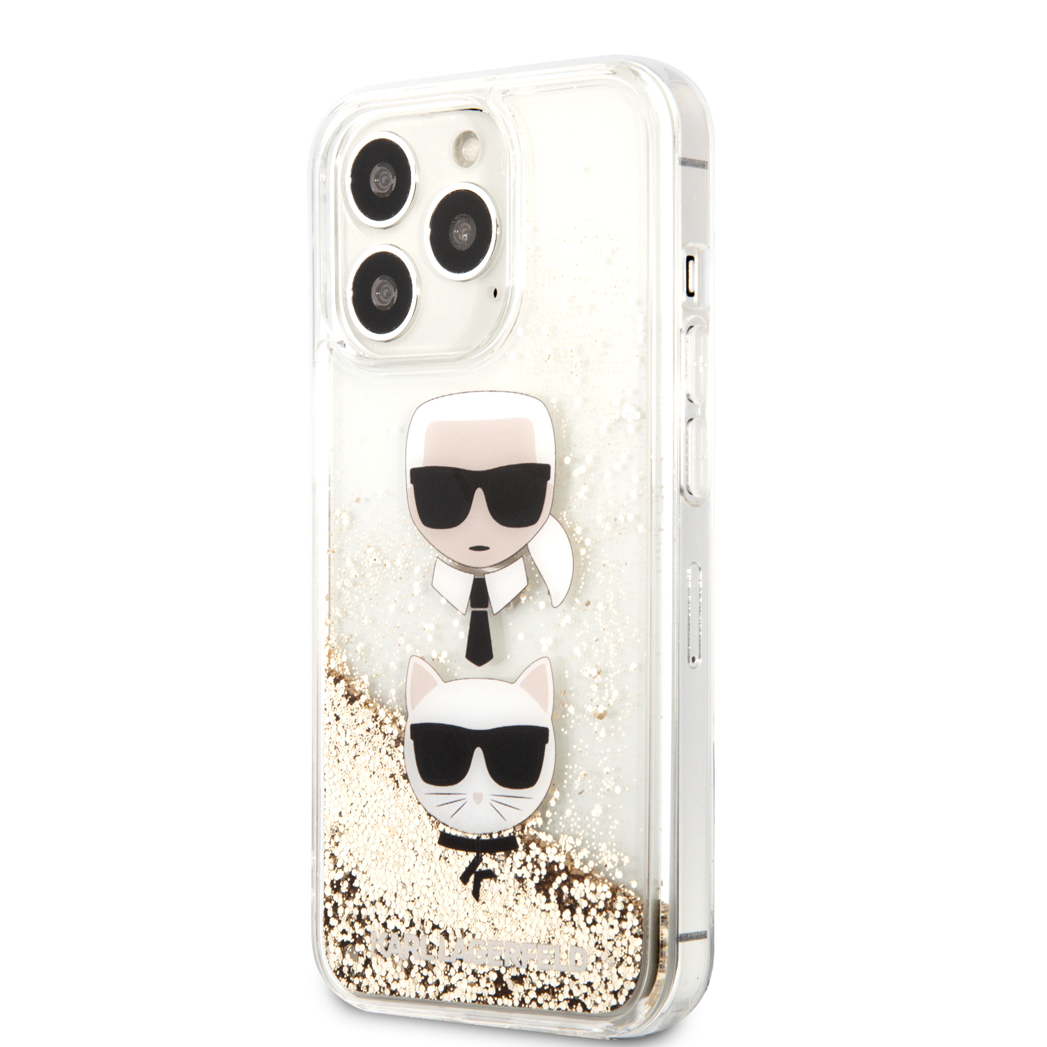 Foto 3 pulgar | Funda Karl Glitter Líquido K&c Para Iphone 13 Pro - Dorado
