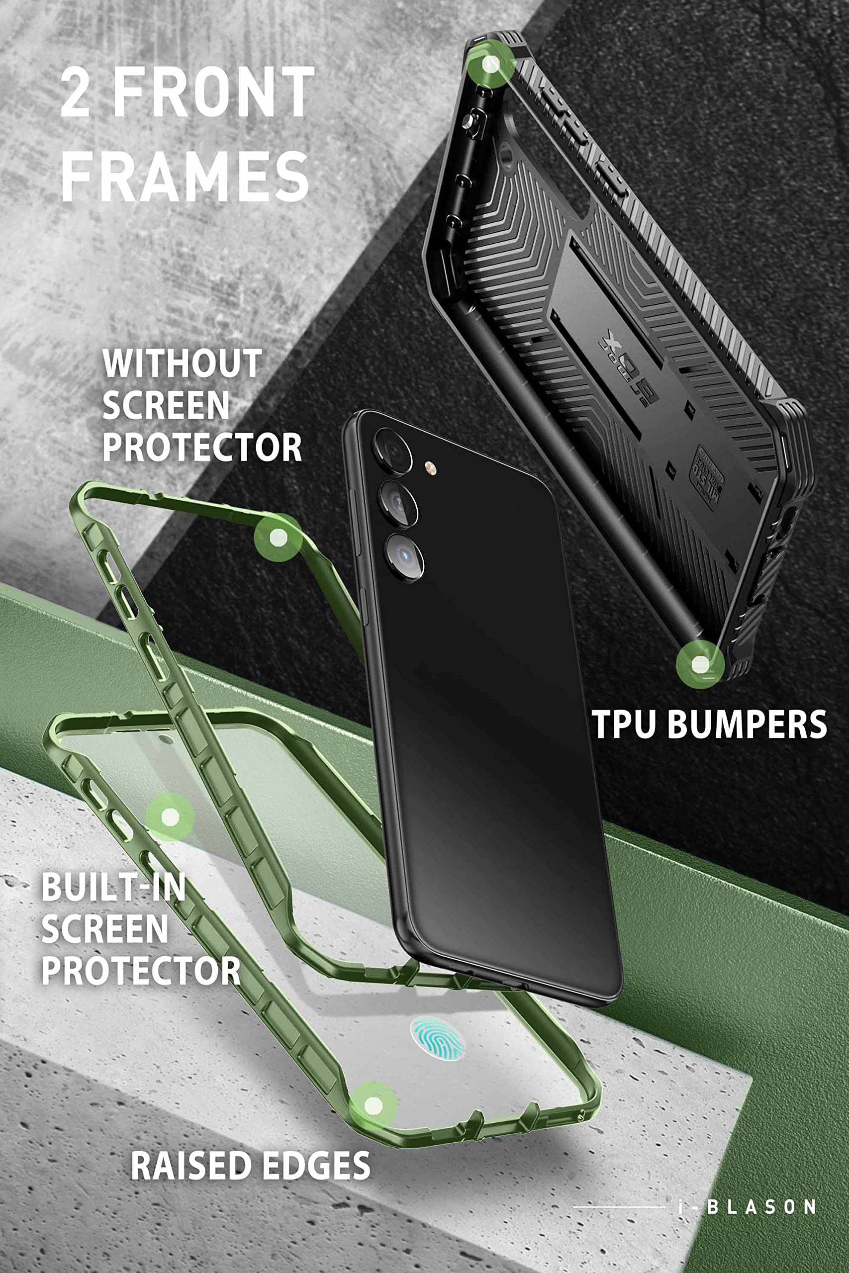 Foto 4 pulgar | Funda I-blason Armorbox Para Samsung Galaxy S23 Con Soporte, Color Verde - Venta Internacional.