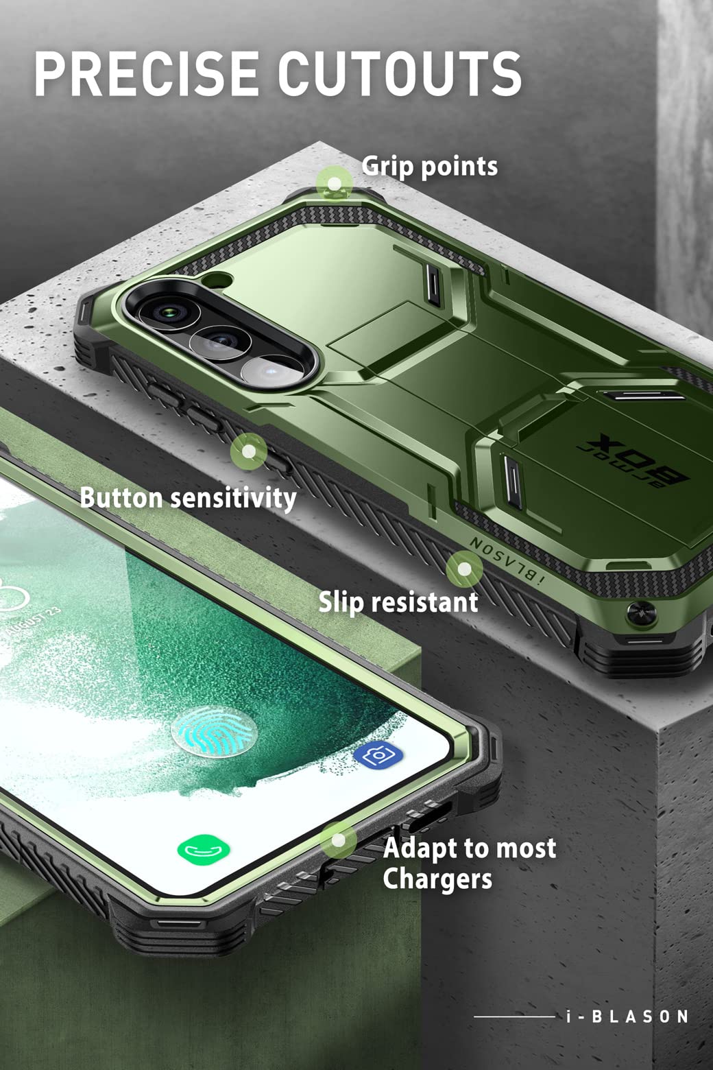 Foto 6 pulgar | Funda I-blason Armorbox Para Samsung Galaxy S23 Con Soporte, Color Verde - Venta Internacional.