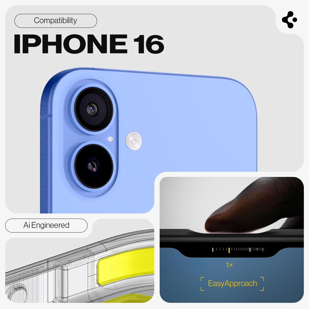 Foto 2 | Funda Spigen Tough Armor (ai) Para Iphone 16 Negra - Venta Internacional.