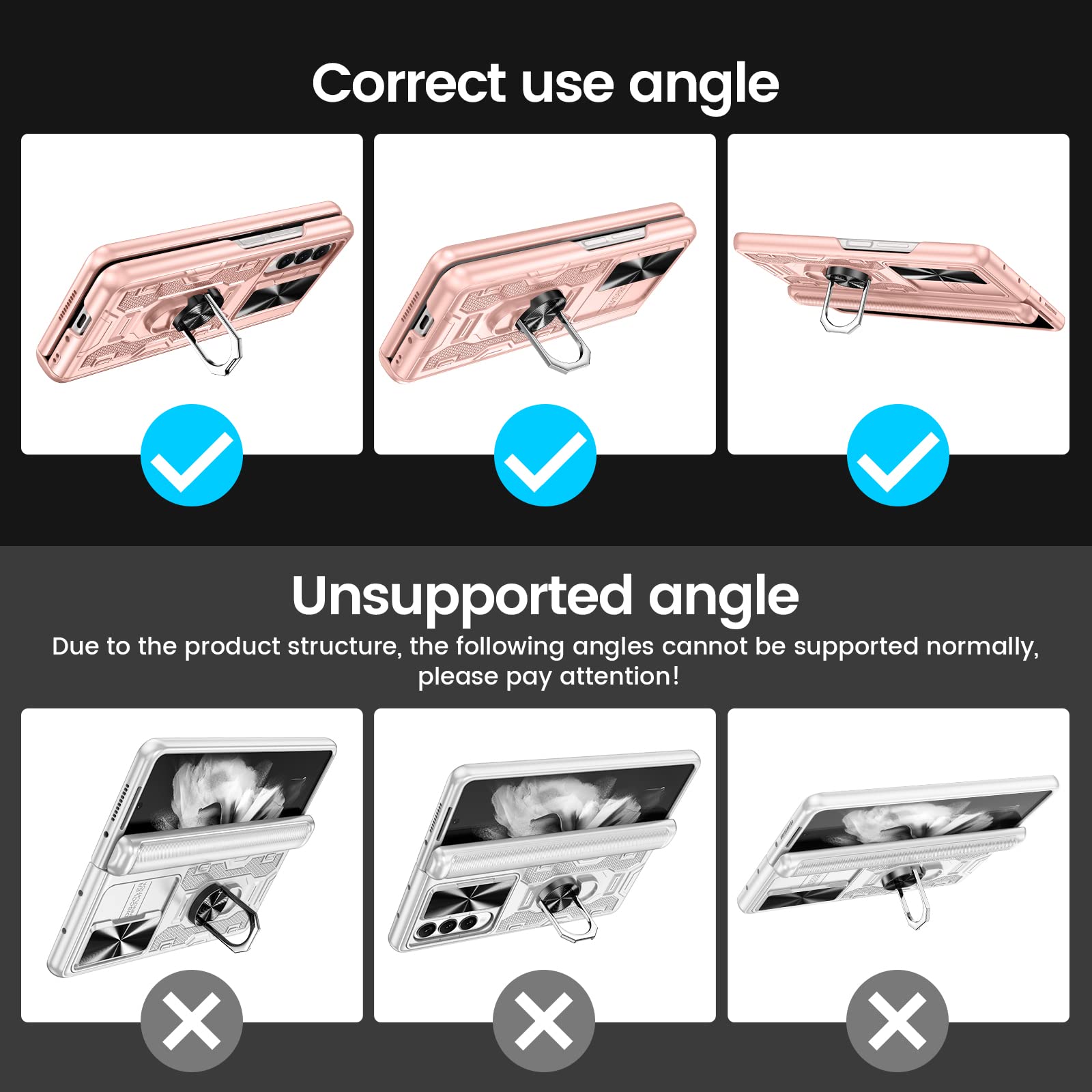 Foto 5 pulgar | Funda Vego Con Soporte, Cámara Deslizante Y Pantalla Para Galaxy Z Fold 3 - Venta Internacional.