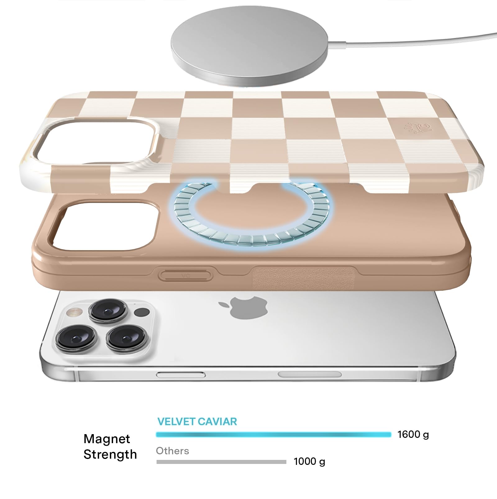 Foto 4 pulgar | Funda Velvet Caviar Para Iphone 14 Pro Max A Cuadros Desnudo/blanco - Venta Internacional.