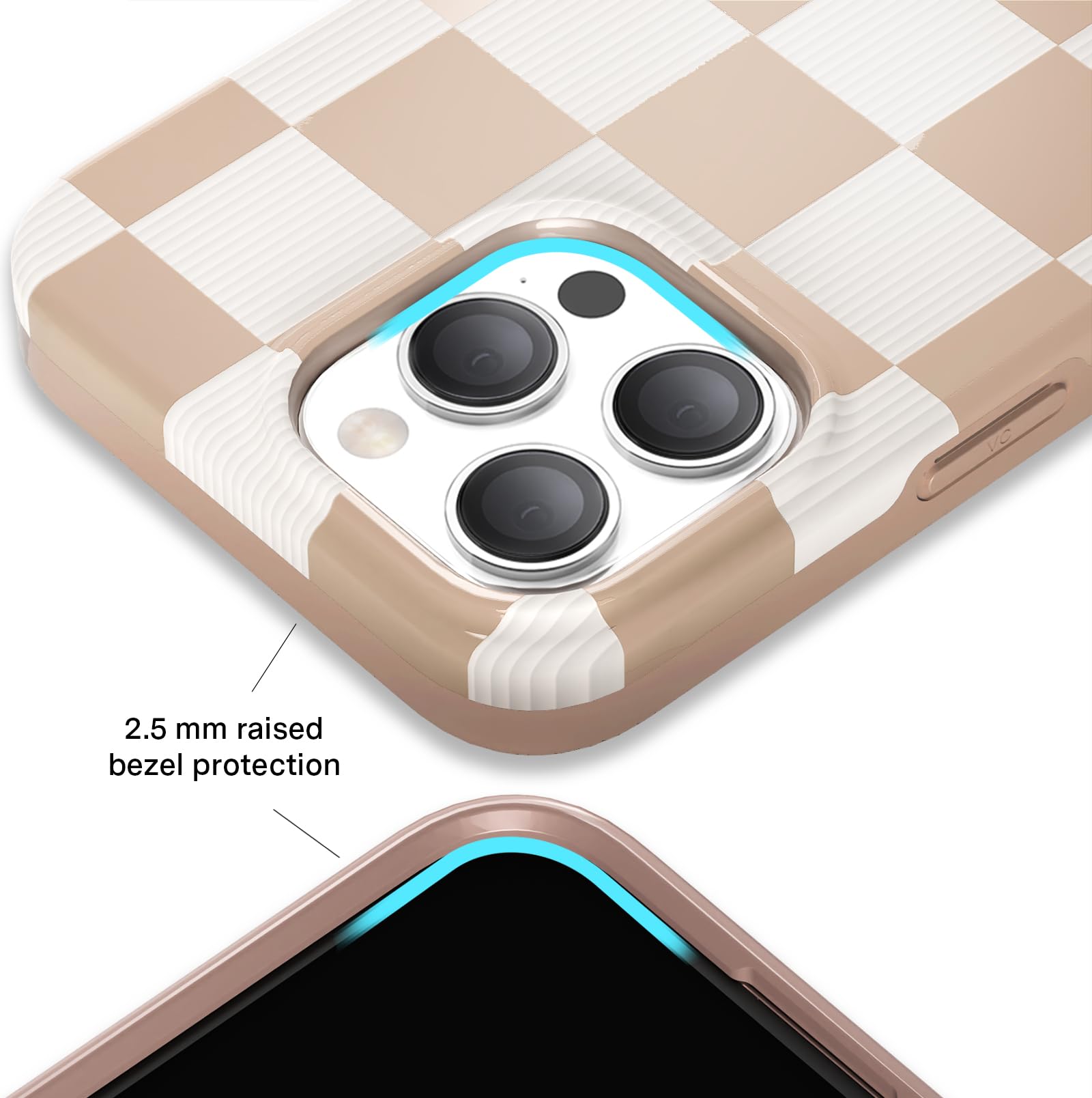 Foto 5 pulgar | Funda Velvet Caviar Para Iphone 14 Pro Max A Cuadros Desnudo/blanco - Venta Internacional.