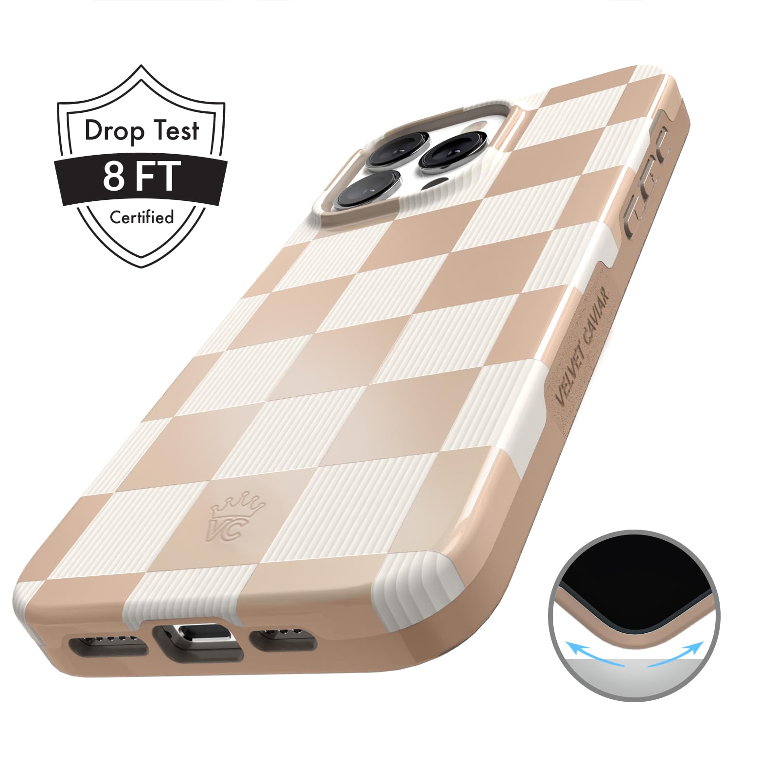 Foto 6 pulgar | Funda Velvet Caviar Para Iphone 14 Pro Max A Cuadros Desnudo/blanco - Venta Internacional.