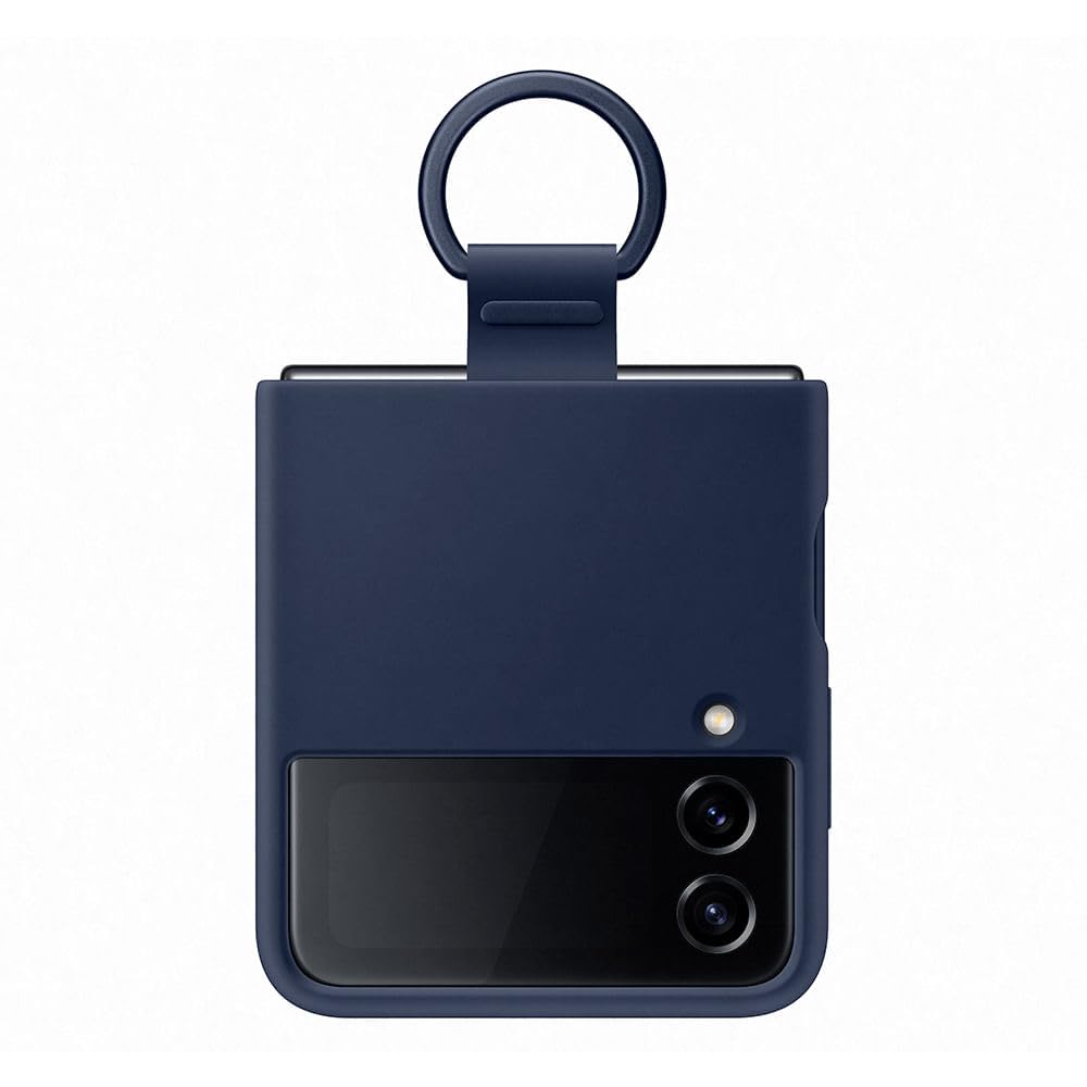 Foto 2 pulgar | Funda Para Teléfono Samsung Galaxy Z Flip4 De Silicona Con Anillo Azul Marino - Venta Internacional.